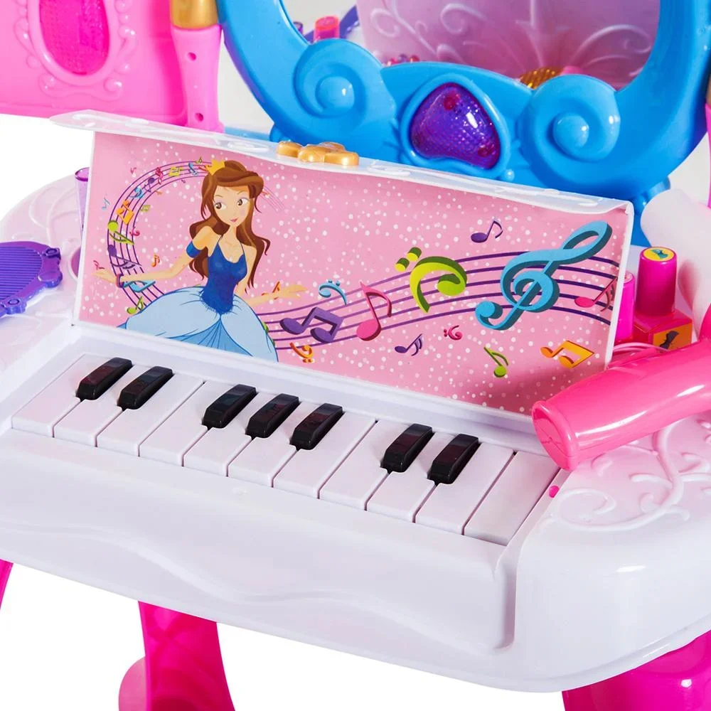 Kinderschminktisch Frisiertisch mit Klavier Rosa - 0