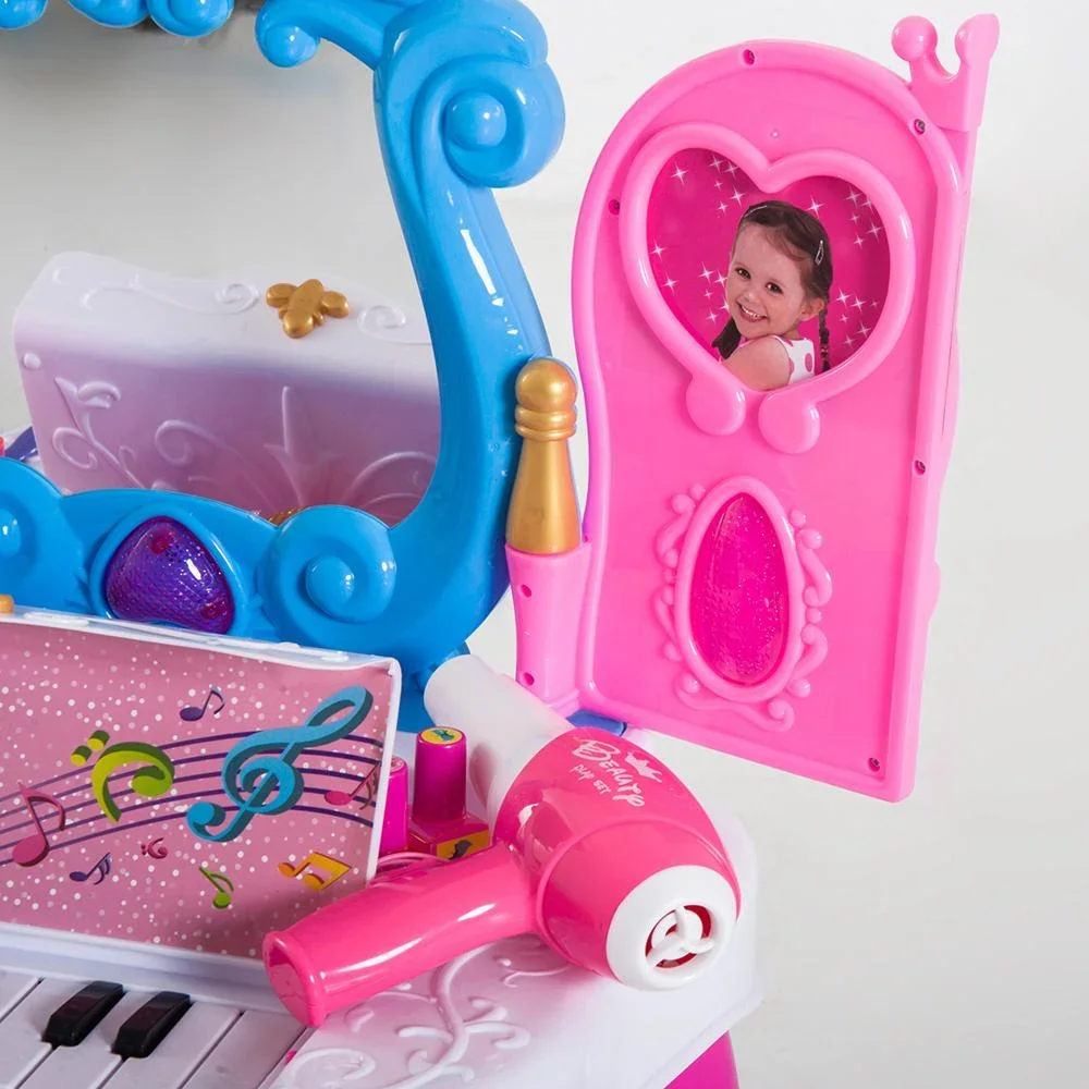 Kinderschminktisch Frisiertisch mit Klavier Rosa - 2