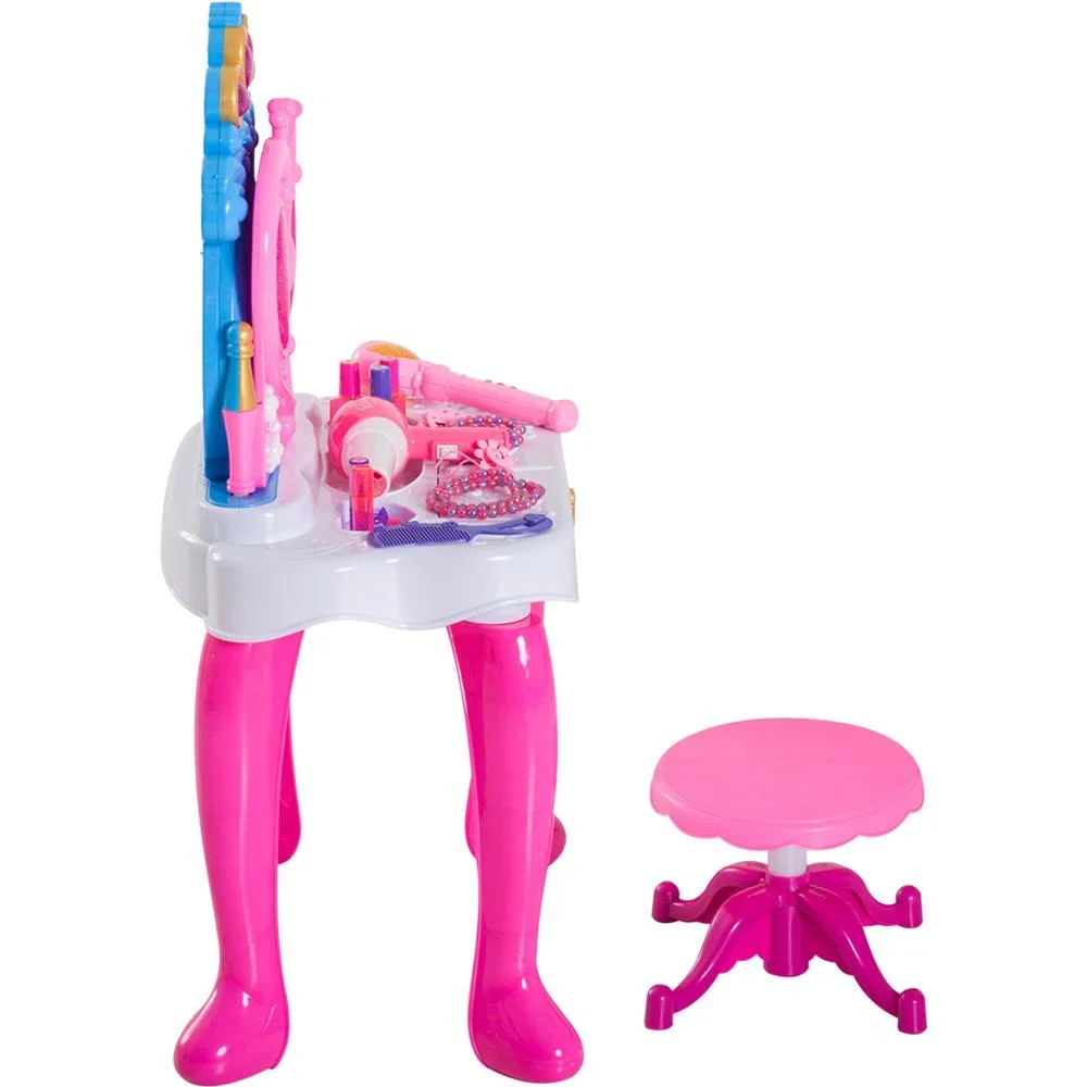 Kinderschminktisch Frisiertisch mit Klavier Rosa - 4