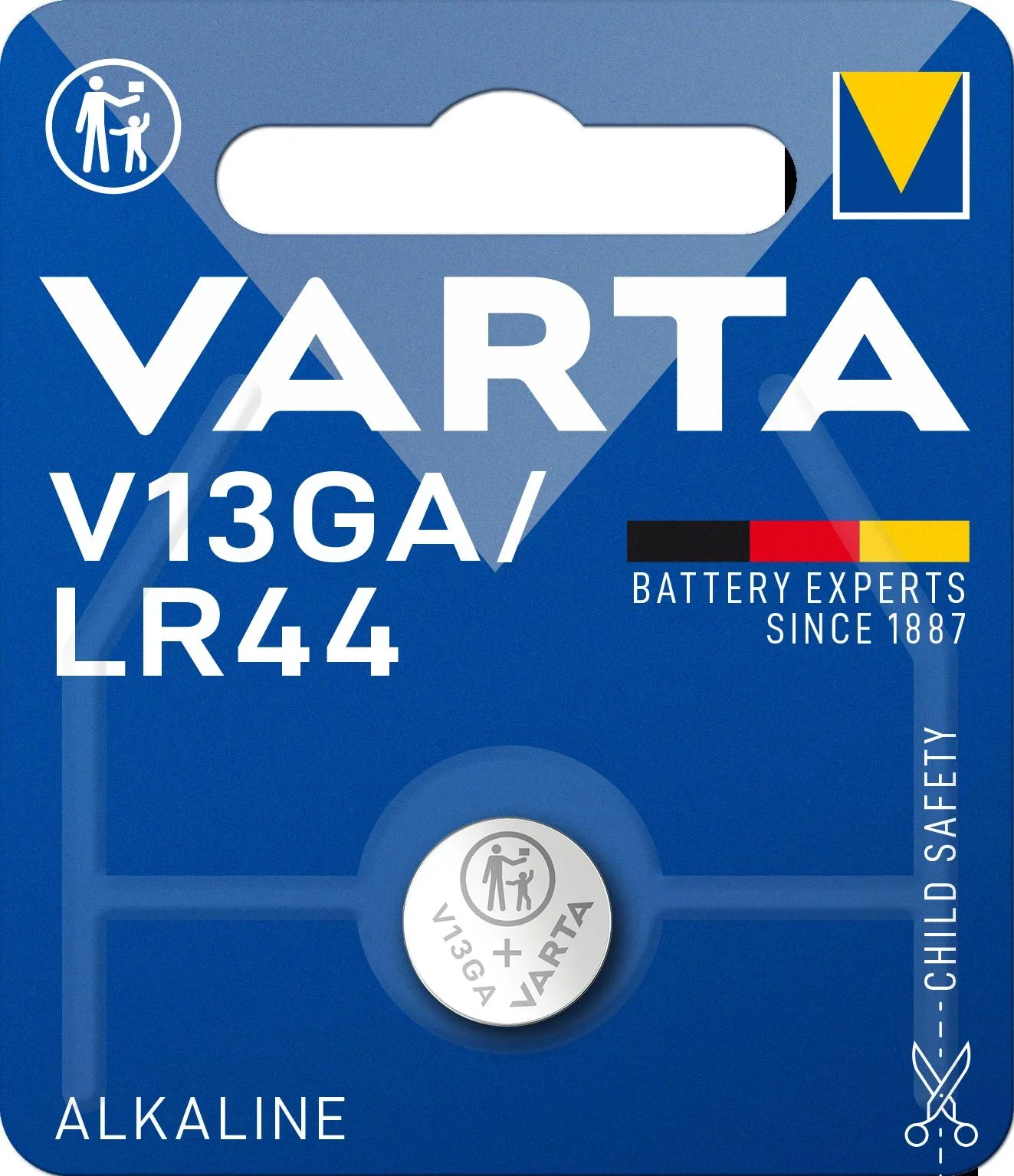 Alkaline Batterie V13GA/LR44, 1,5V - 1 Stück - 0