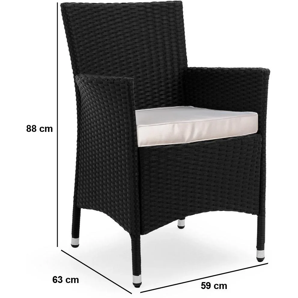 Gartenmöbelset Bali-Polyrattan schwarz stapelbar 9-teilig - 1