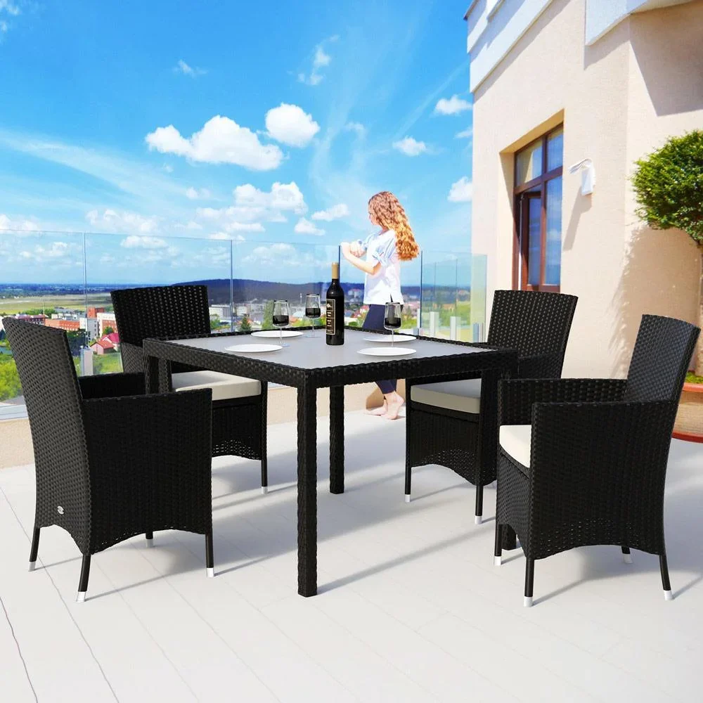 Gartenmöbelset Bali-Polyrattan schwarz stapelbar 9-teilig - 2