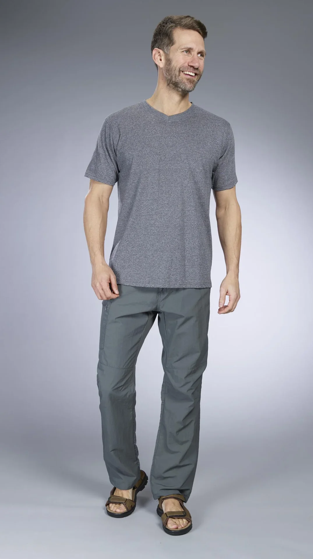 Shirt mit V Ausschnitt, Farbe anthrazit/melange, Gr.M - 0