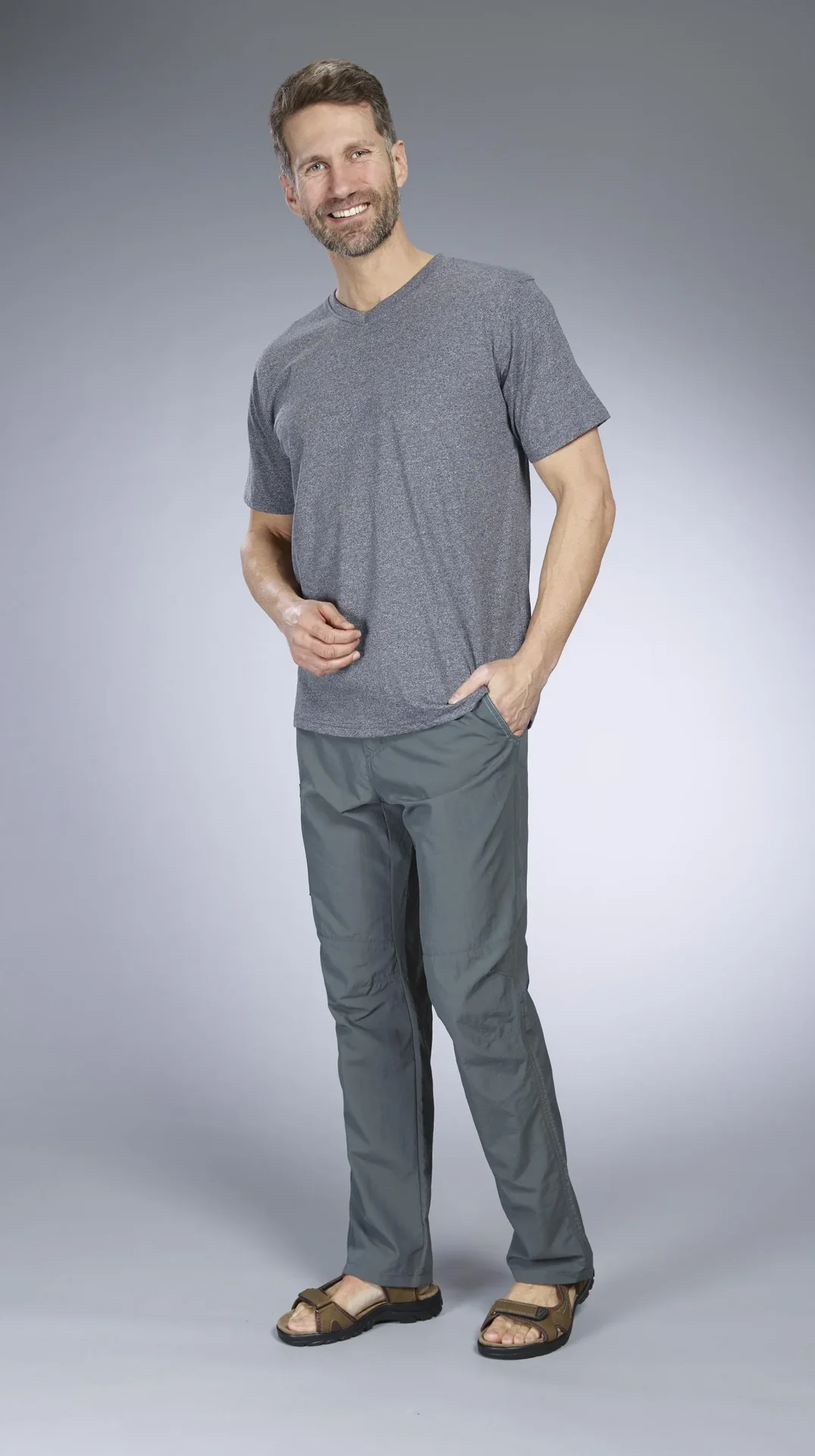 Shirt mit V Ausschnitt, Farbe anthrazit/melange, Gr.M - 2