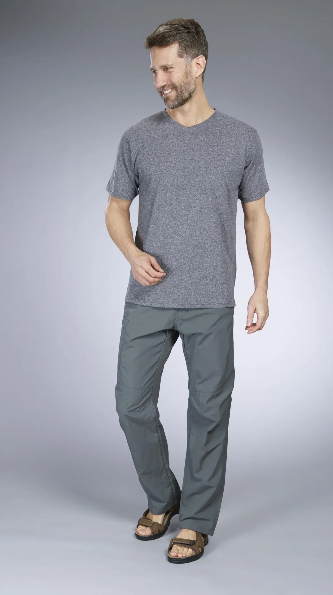 Shirt mit V Ausschnitt, Farbe anthrazit/melange, Gr.M - 6