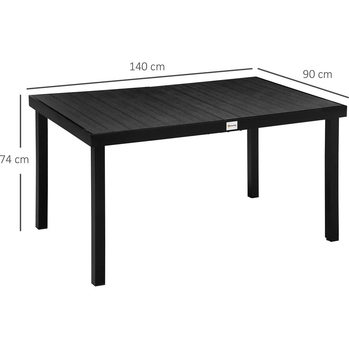 Gartentisch für 6 Personen Aluminium schwarz 140cm x 90 cm x 74 cm - 1