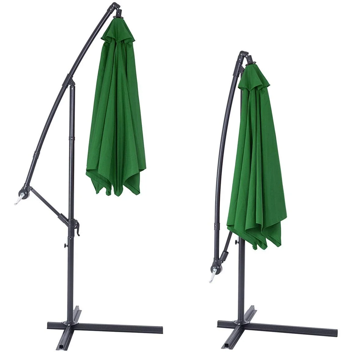 Sonnenschirm faltbar aus Aluminium grün mit Girlande Ø 330 cm - 3