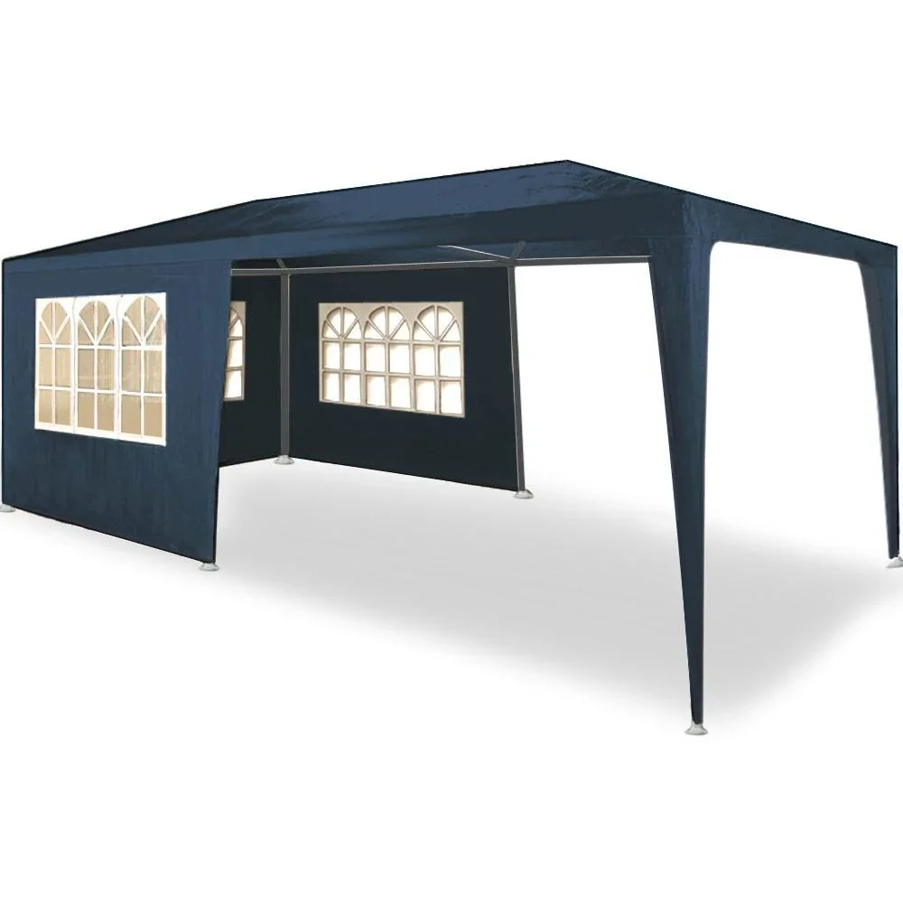 Partyzelt Riminimet Seitenwände und Rundbogenfenster - blau - 3x6m - 1