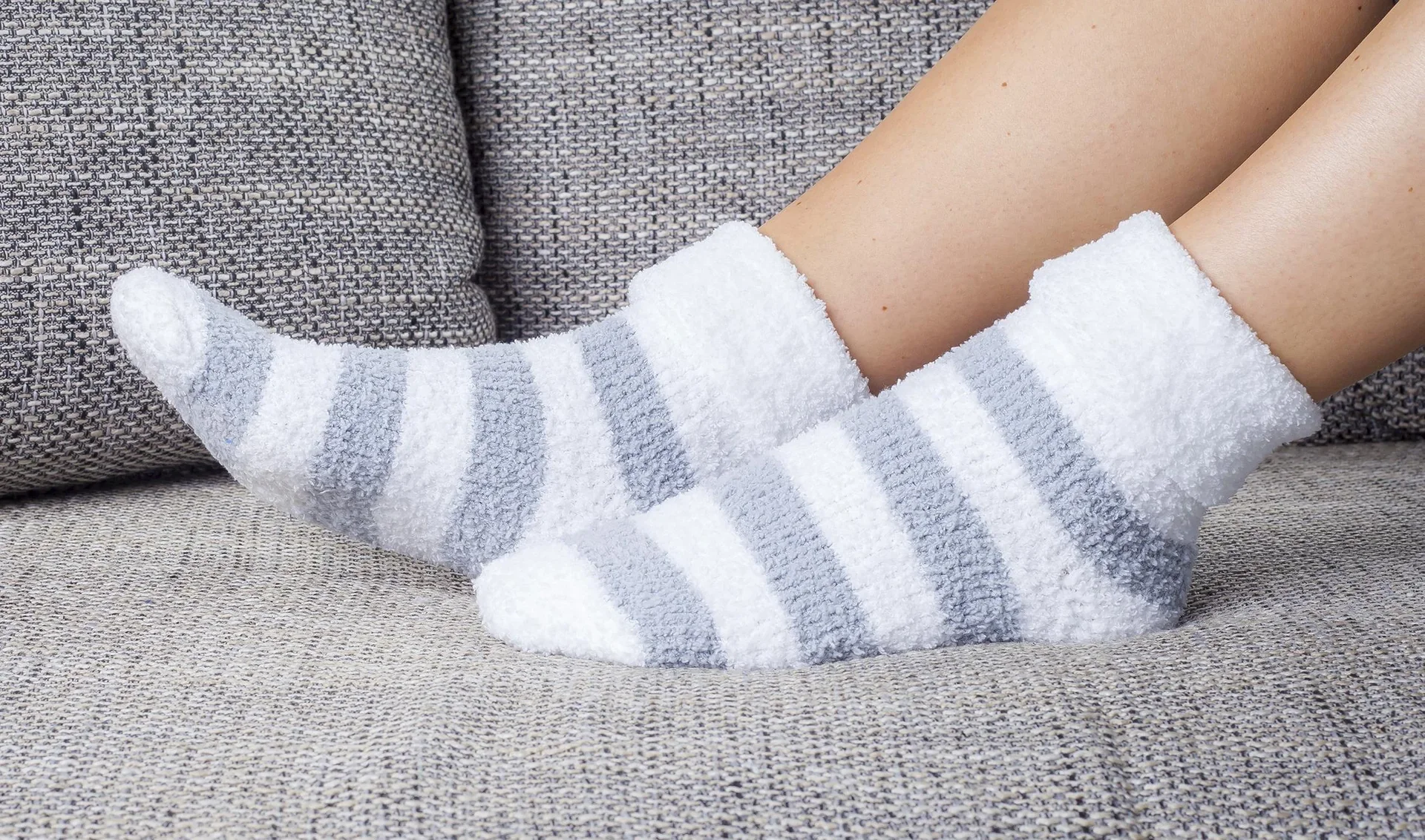 Kuschelsocke für Damen, Farbe grau/wollweiß, Gr.35/38 - 4