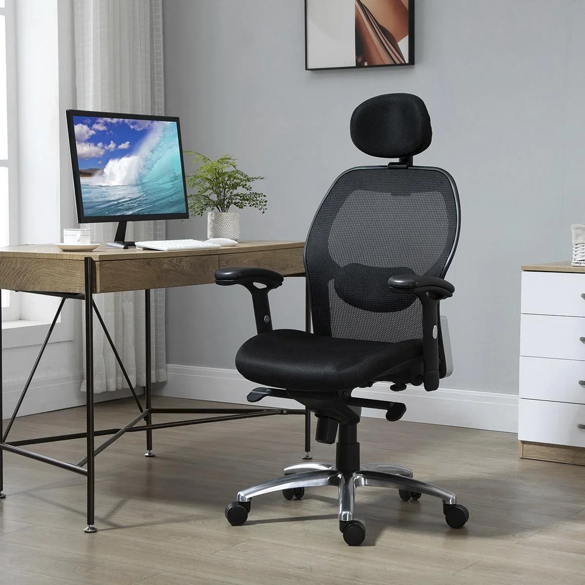 Bürostuhl Schreibtischstuhl Computerstuhl PC Stuhl Home-Office-Stuhl mit Wippenfunktion Kopflehne höhenverstellbar ergon - 0