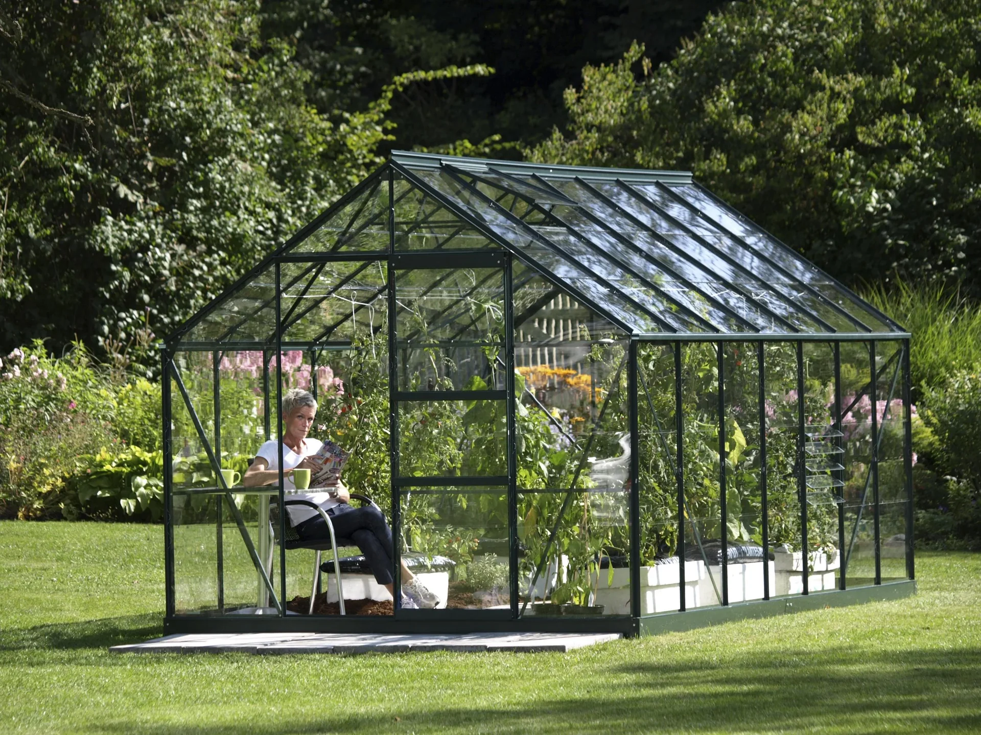 Gewächshaus Merkur 11500 ESG 3 mm, Farbe smaragd - 1