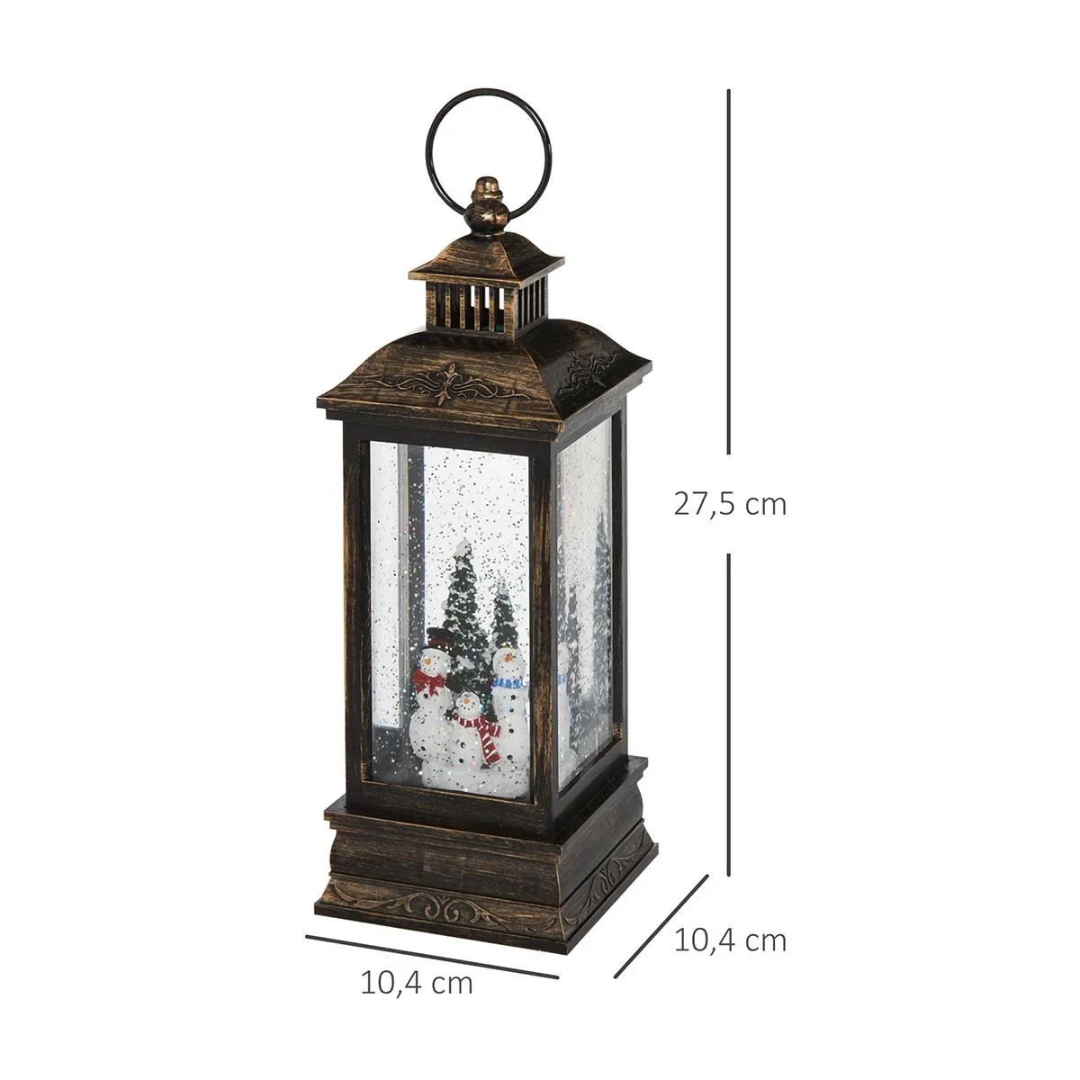 Weihnachten Schneelaterne mit Santa Musik Licht Schnee, Glaskugellaterne, 6h Timer, Metall 10,4 x 10,4 x 27,5 cm - 3