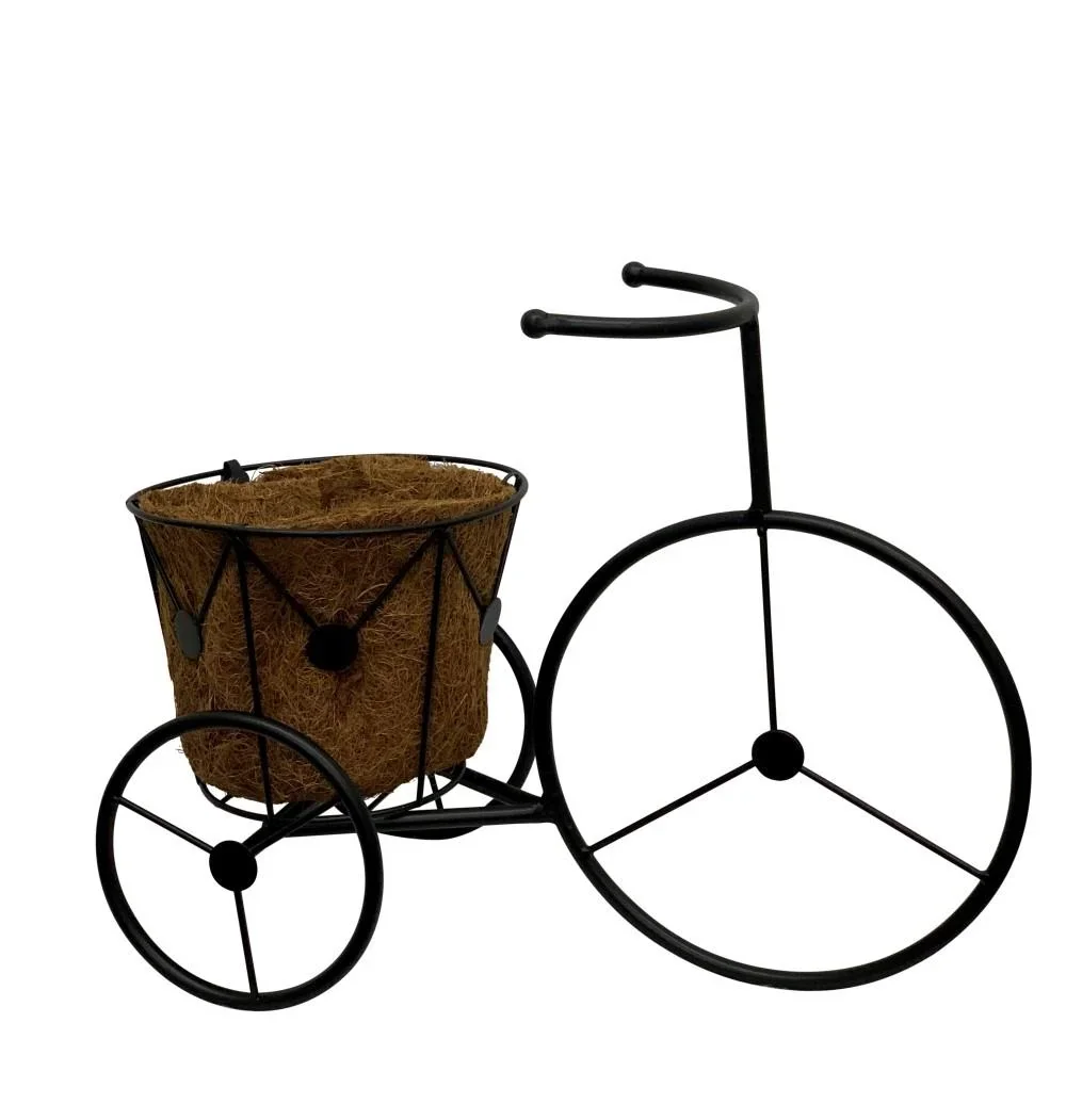Schwarzer Pflanzenständer im Fahrrad-Design - 0