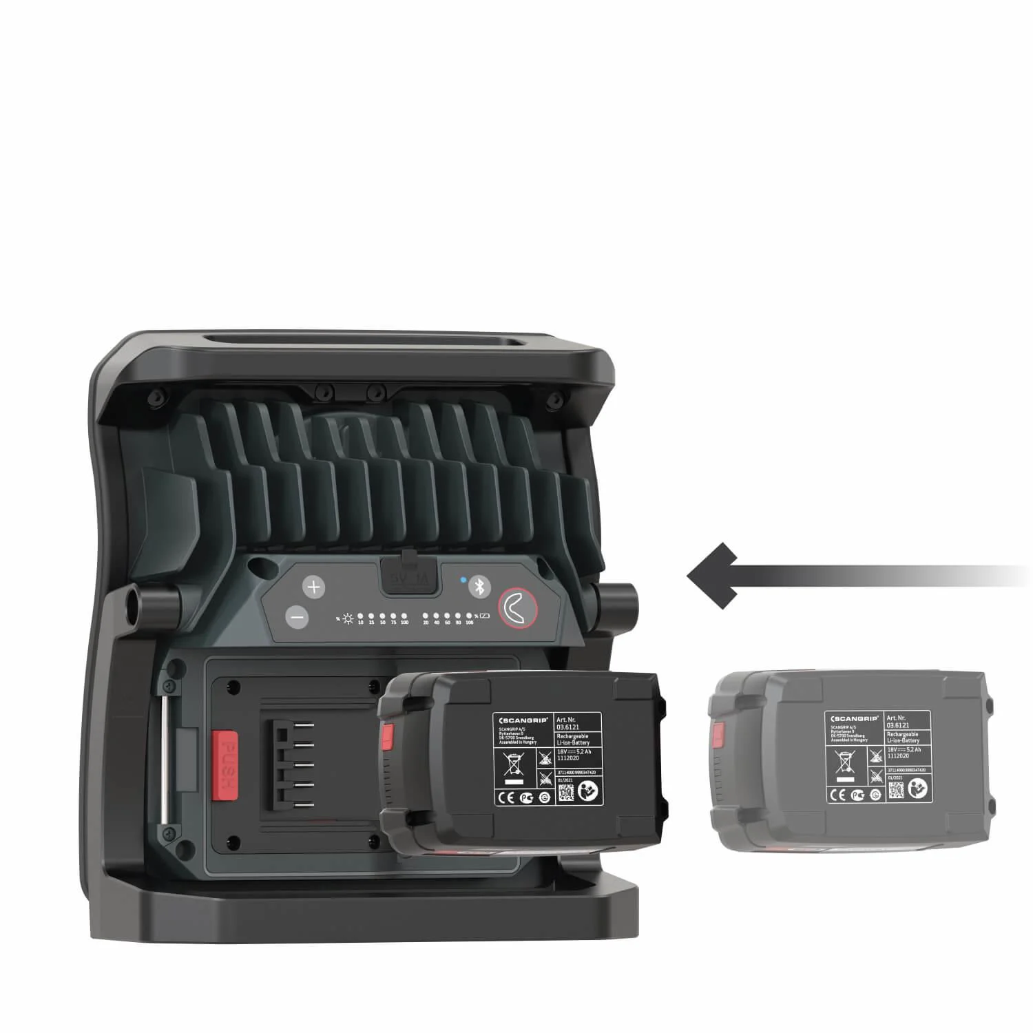 Handflutlichtstrahler NOVA 4 CAS + 12V 4Ah Akku, SC30 Ladegerät mit abnehmbarem Diffuser - 6