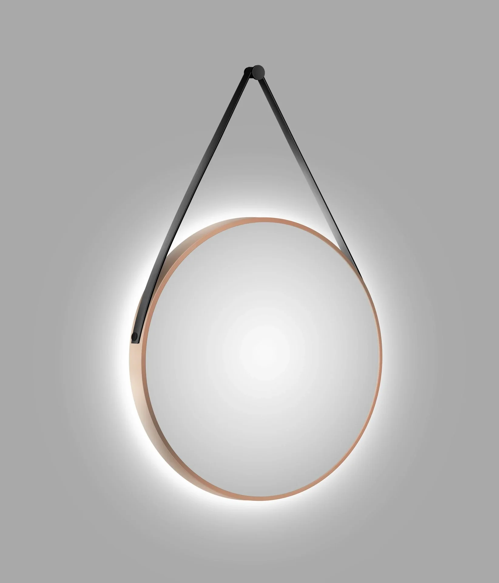 Dekorativer runder Wandspiegel mit indirekter LED Beleuchtung in kupfer matt Ø 80 cm - 4