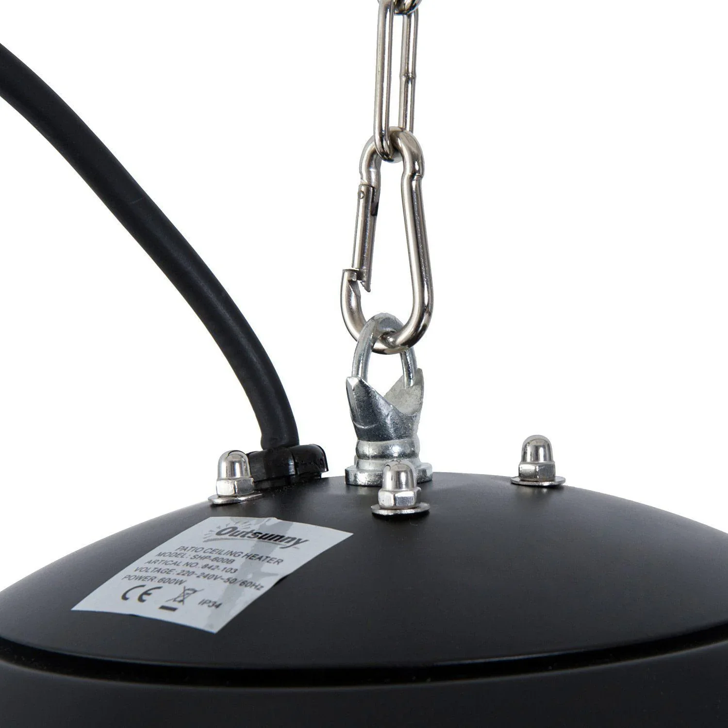 Deckenheizstrahler Heizstrahler 600W Schwarz Ø25 - 6