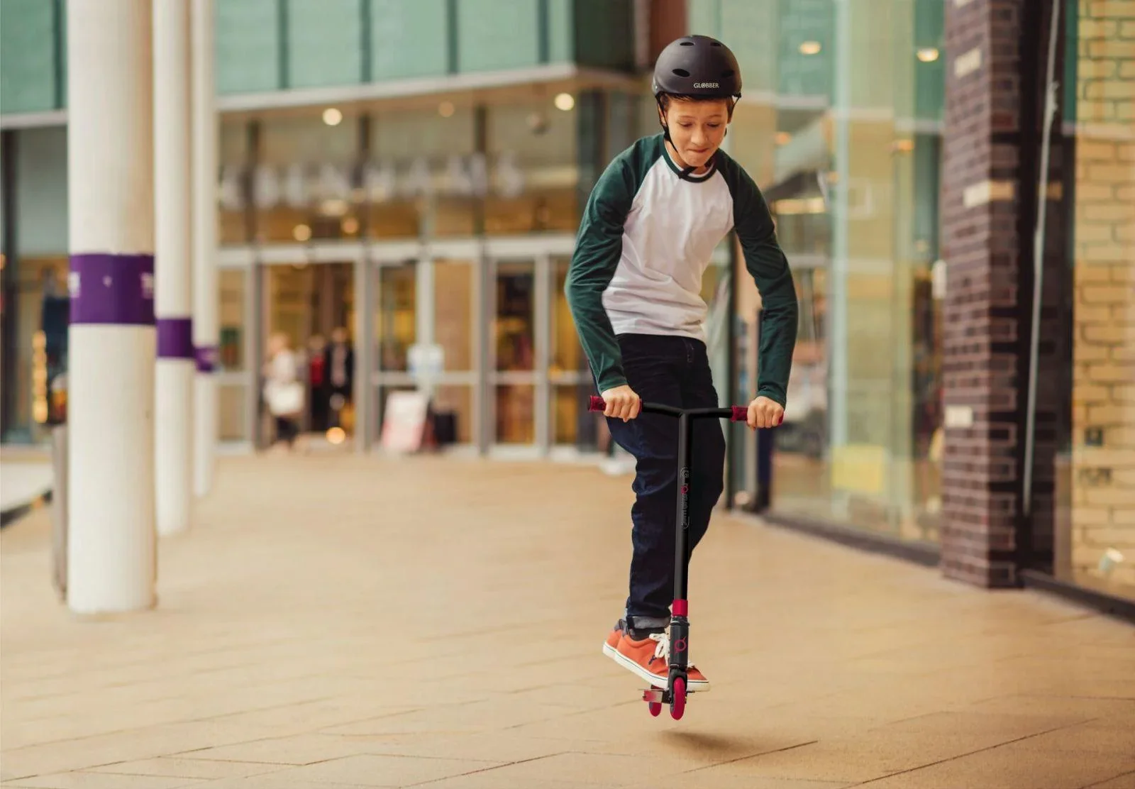STUNTSCOOTER GS 540, Freestyle Kickroller, 100 mm, ABEC 7, verstärkter Lenker, 360°- Lenkung, schwarz-rot - 3
