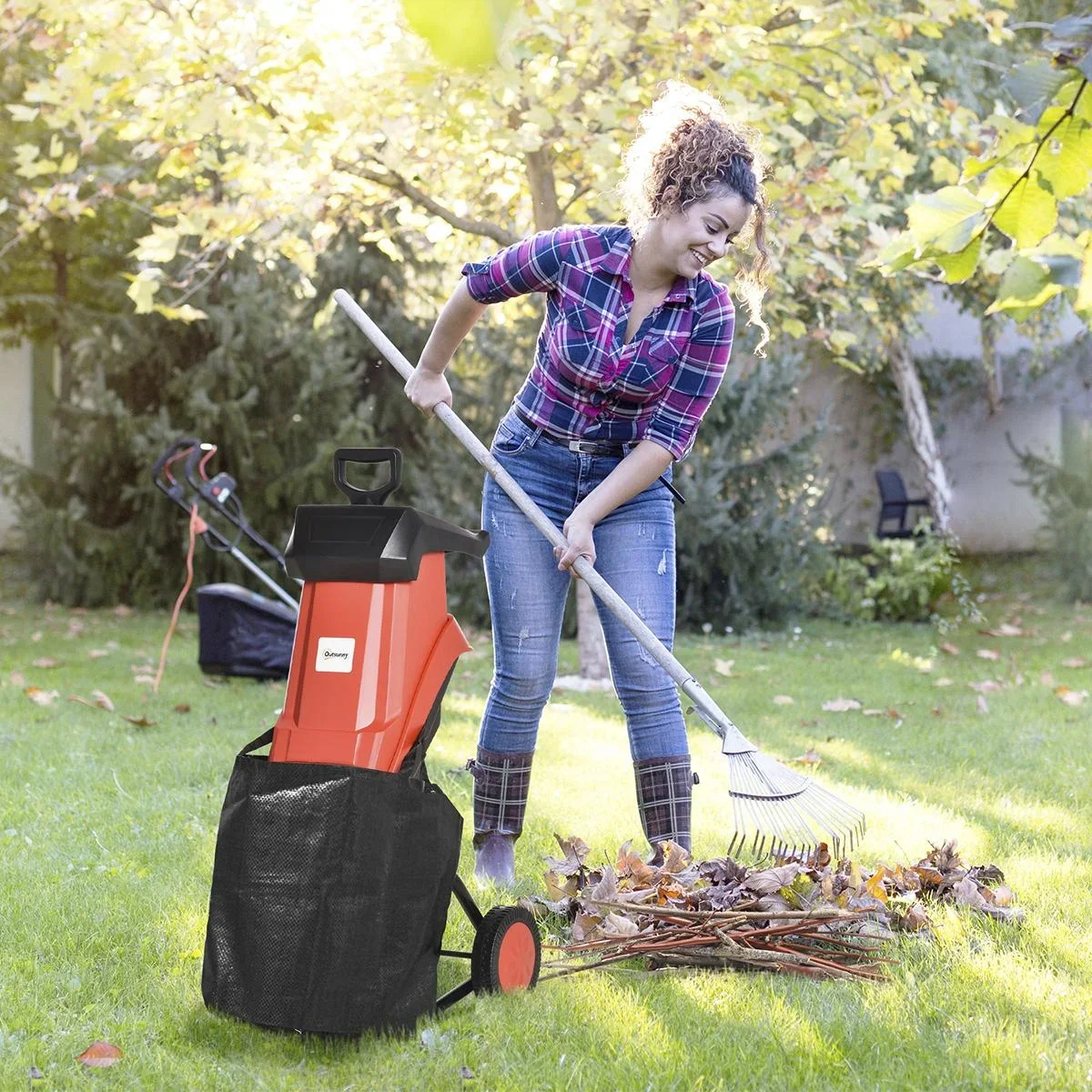 Elektro Gartenhäcksler Walzenhäcksler inkl. Gartenabfallsack starke 2500 Watt Aststärke bis 40 mm 230-240V leise robust - 2