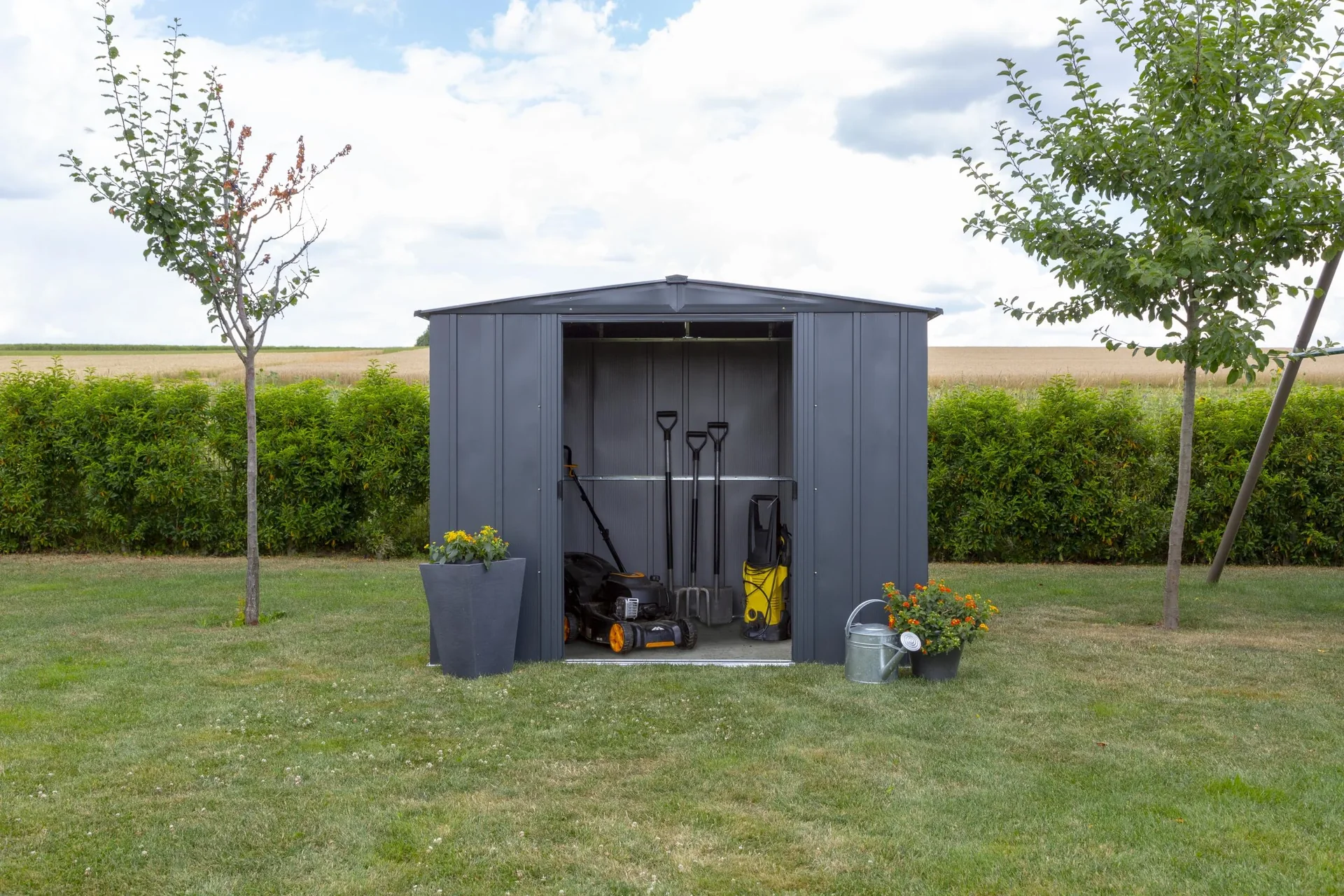 Metallgerätehaus, grau, 254x181x191 cm - 2