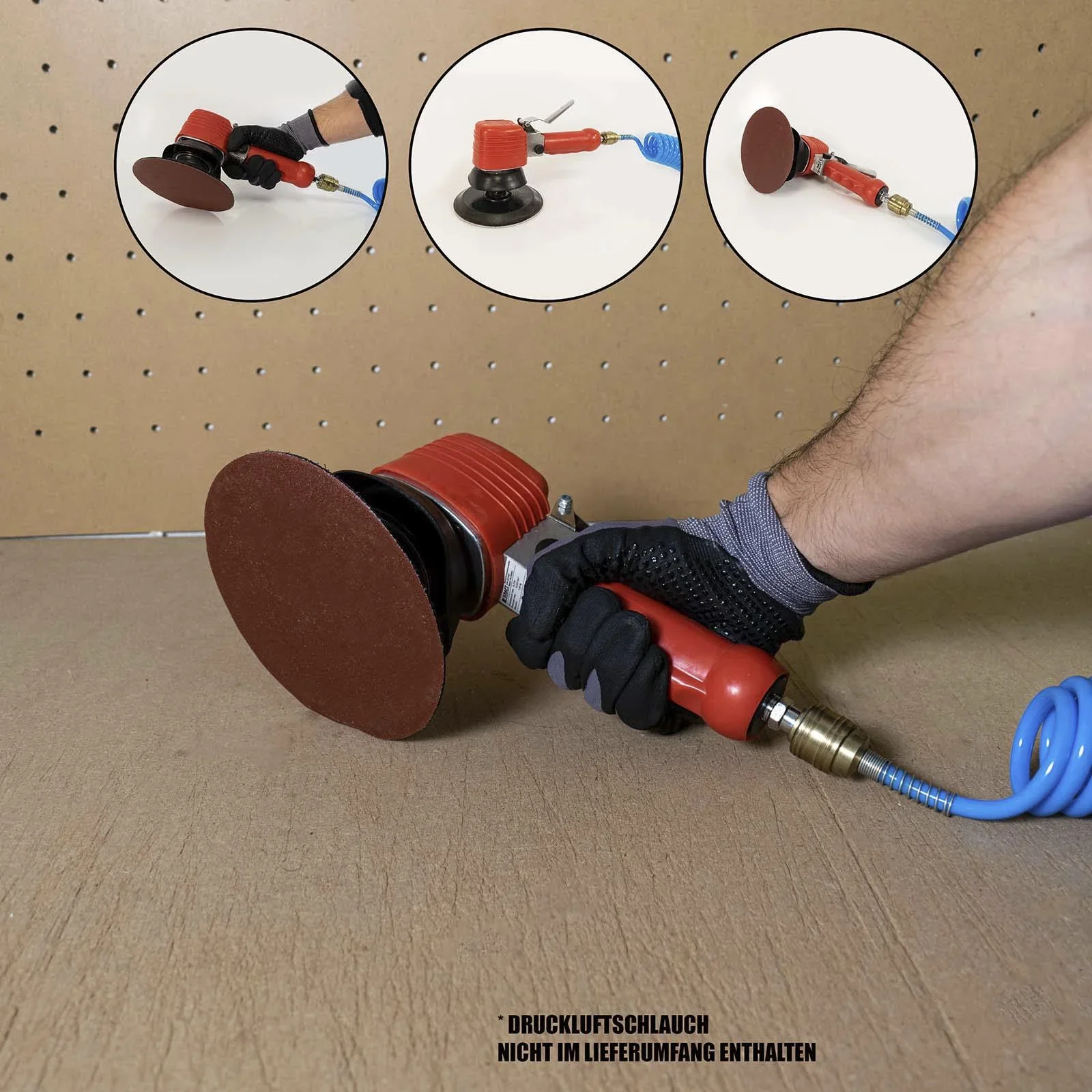 Druckluft-Exzenterschleifer mit 5 Schleifpads - 2