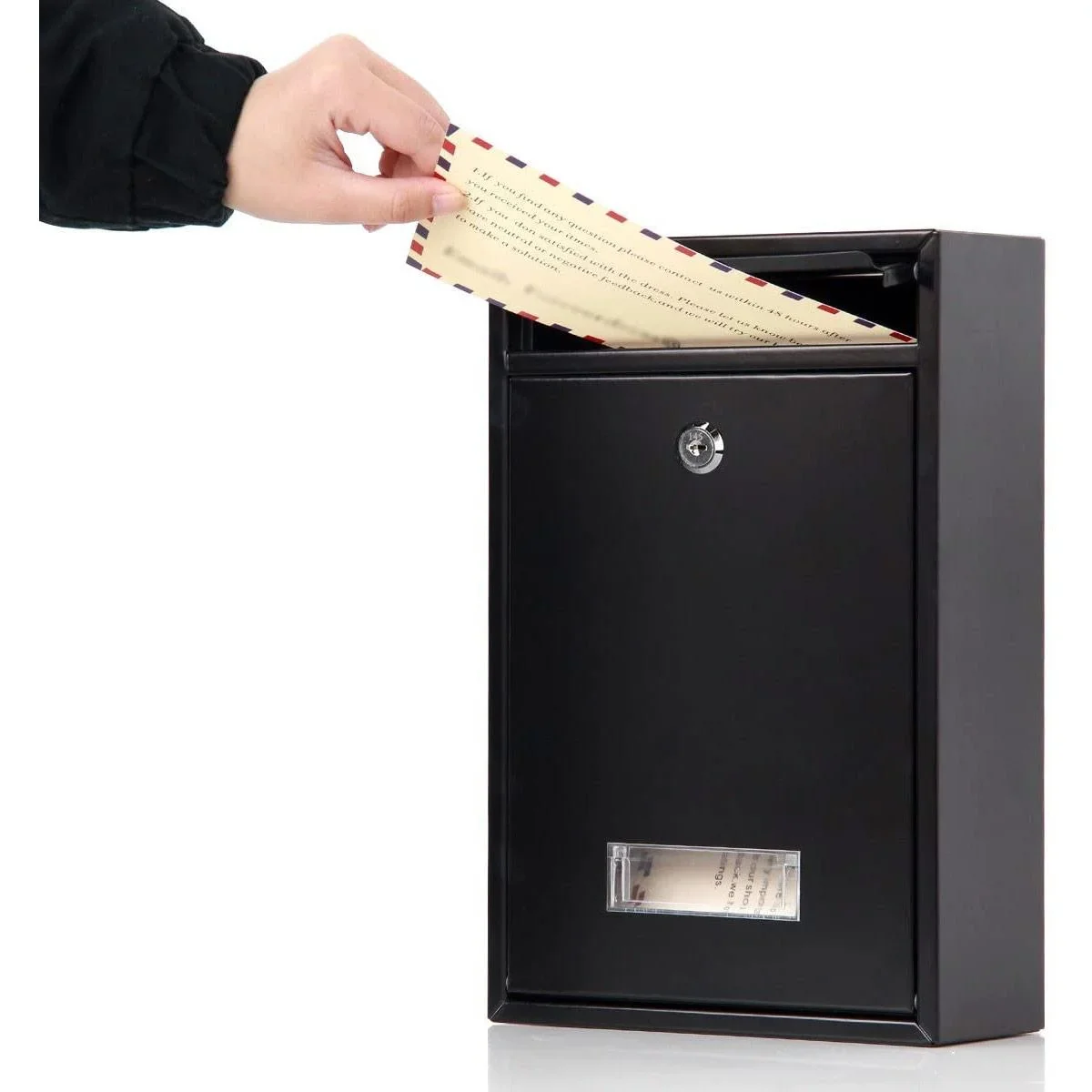 Briefkasten mit 2 Tasten - schwarz - 360x260x80 mm - 3