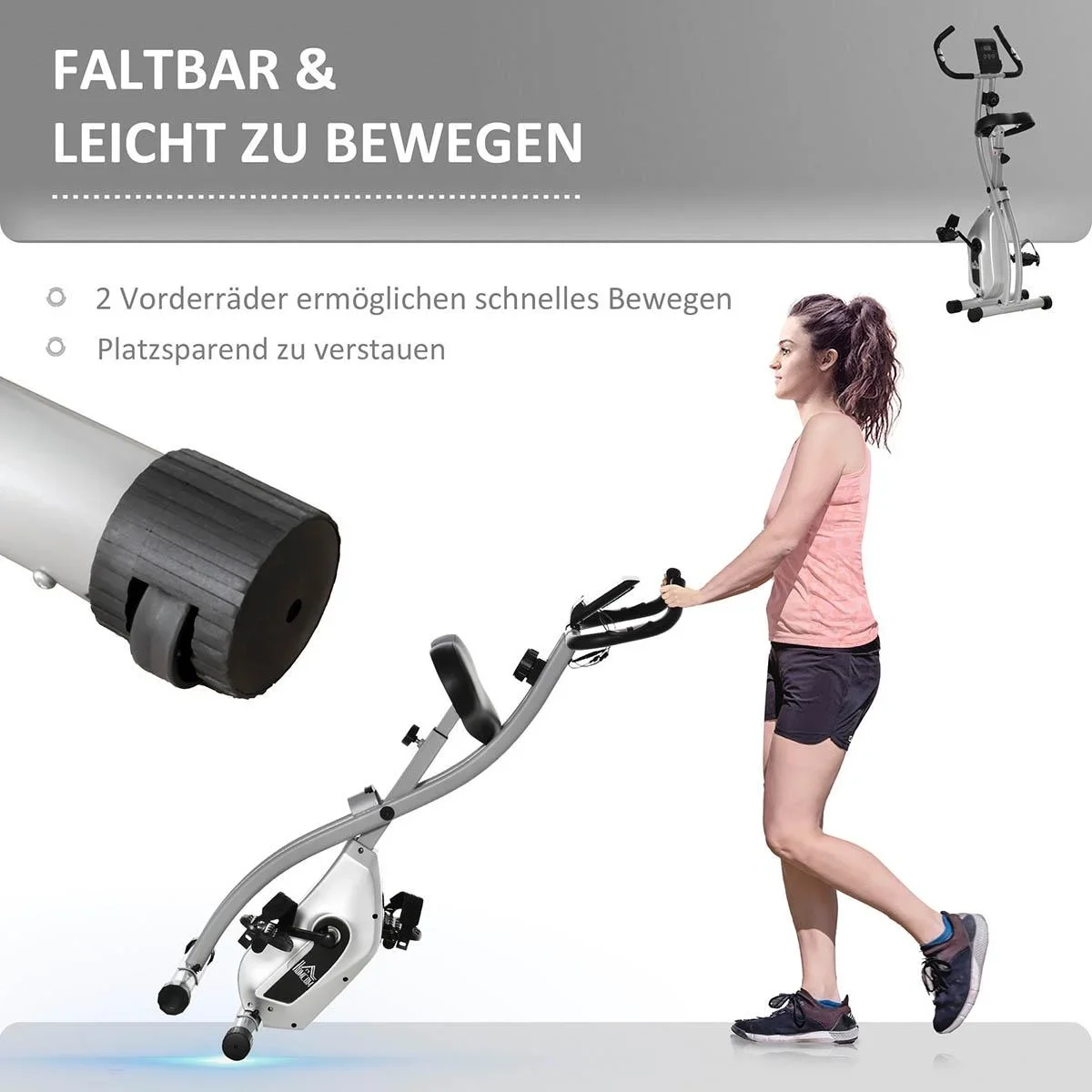 Heimtrainer X-Bike Fahrradtrainer mit 8 stufig einstellbarem Magnetwiderstand faltbares Fitnessfahrrad höhenverstellbar - 0