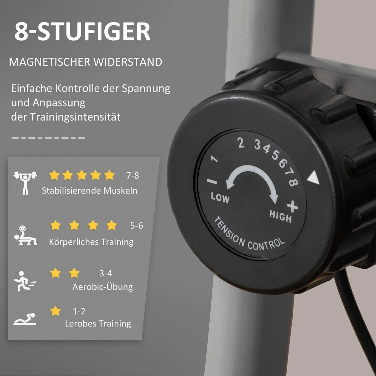 Heimtrainer X-Bike Fahrradtrainer mit 8 stufig einstellbarem Magnetwiderstand faltbares Fitnessfahrrad höhenverstellbar - 1
