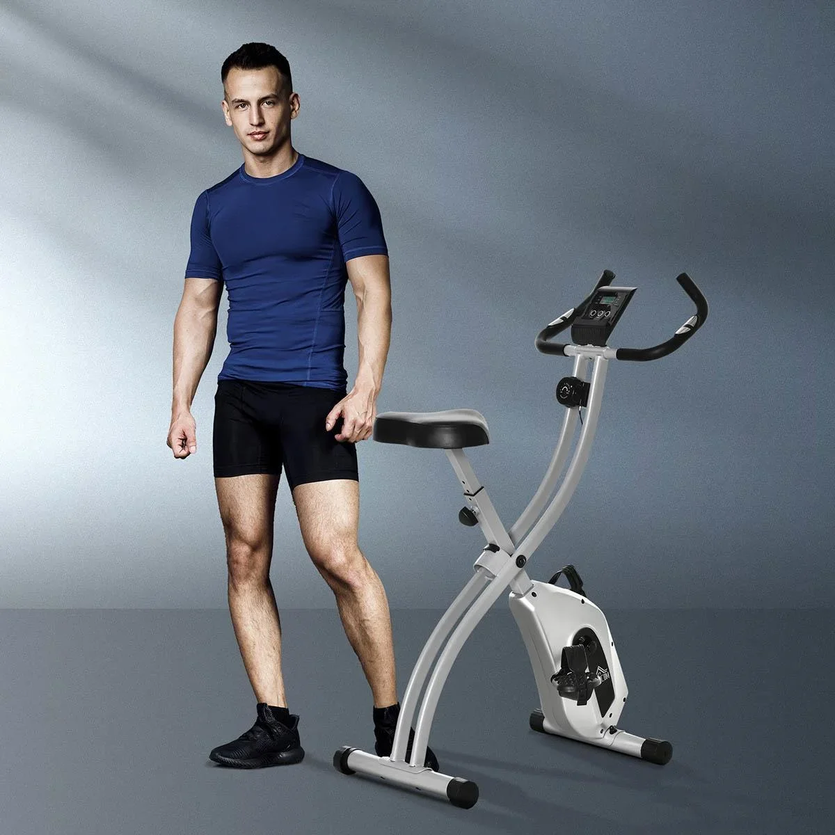 Heimtrainer X-Bike Fahrradtrainer mit 8 stufig einstellbarem Magnetwiderstand faltbares Fitnessfahrrad höhenverstellbar - 2