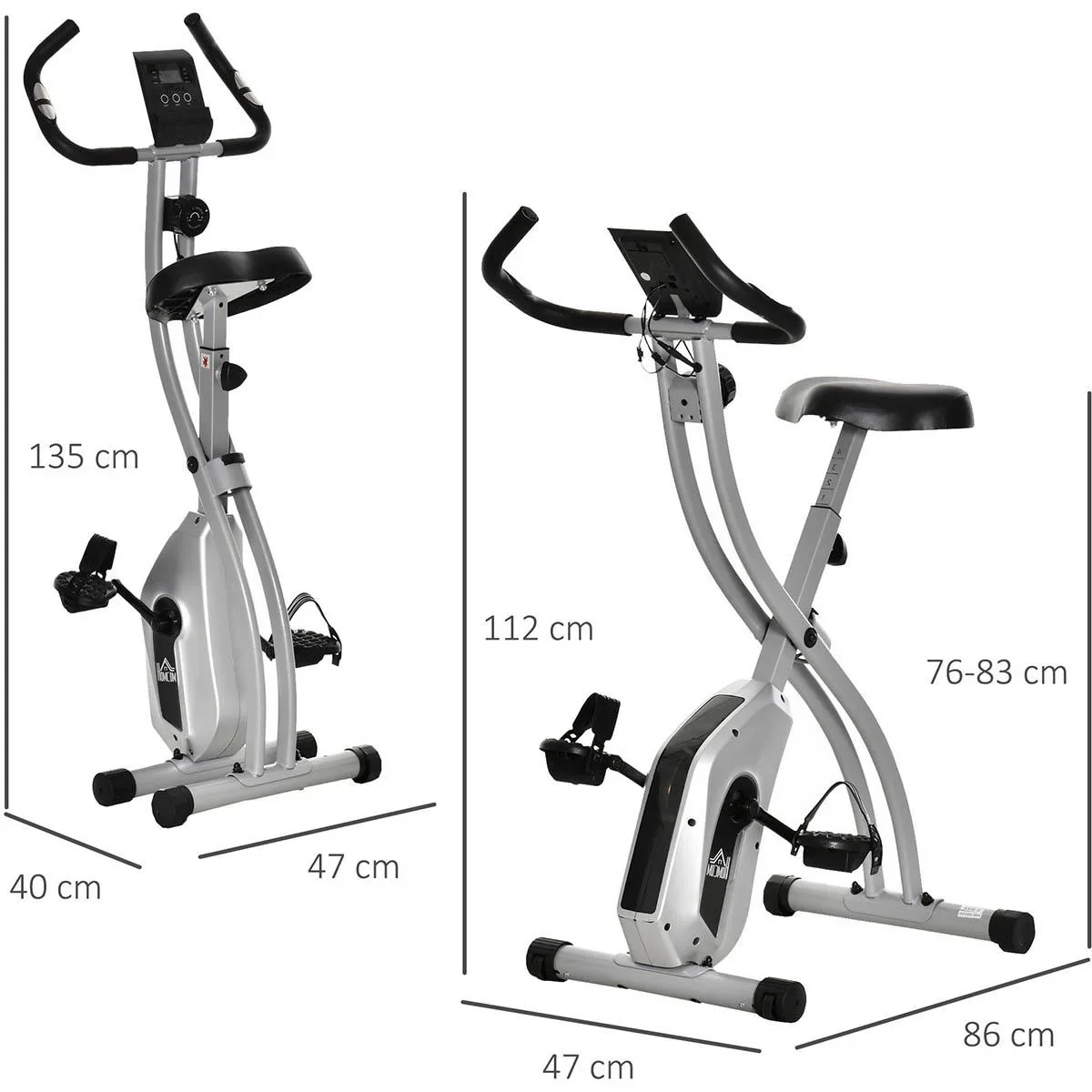 Heimtrainer X-Bike Fahrradtrainer mit 8 stufig einstellbarem Magnetwiderstand faltbares Fitnessfahrrad höhenverstellbar - 3