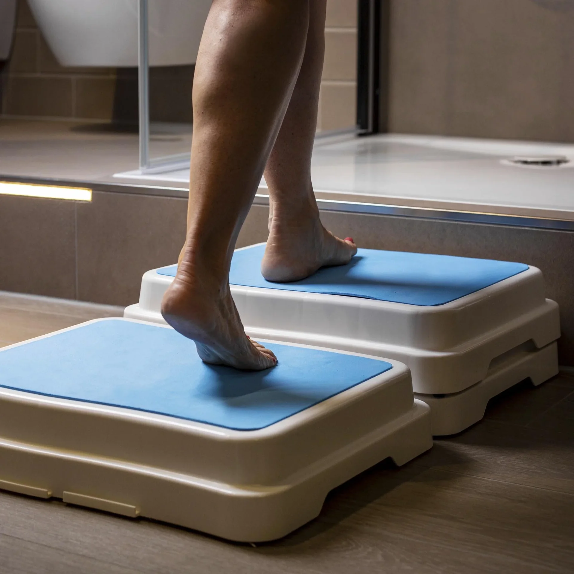 Badezimmer-Stufe, stapelbar, Weiß/Türkis - 1