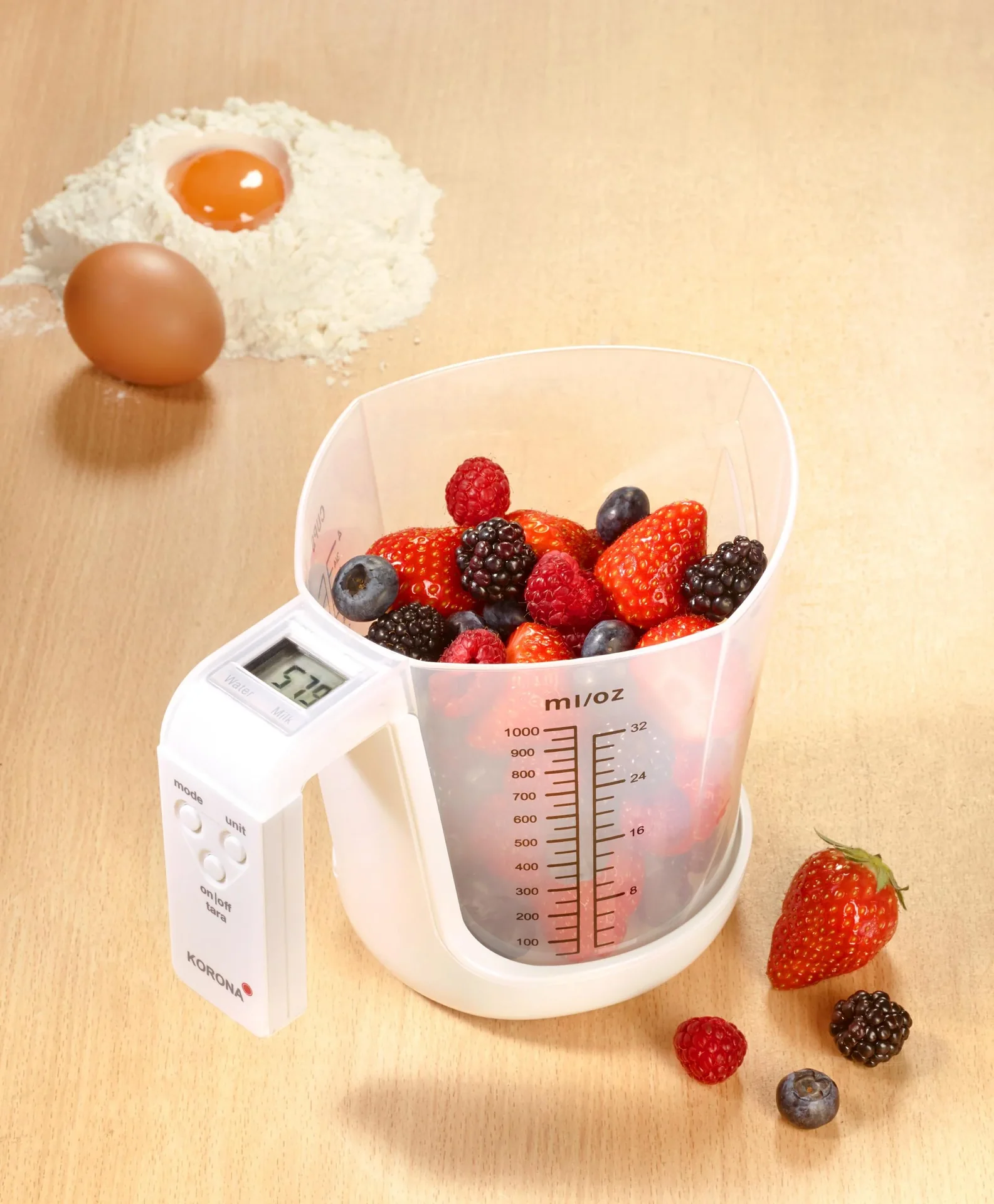 Digital Messbecher-Waage „Mia“, bis 3 kg, Weiß, abnehmbarer Messbecher - 0