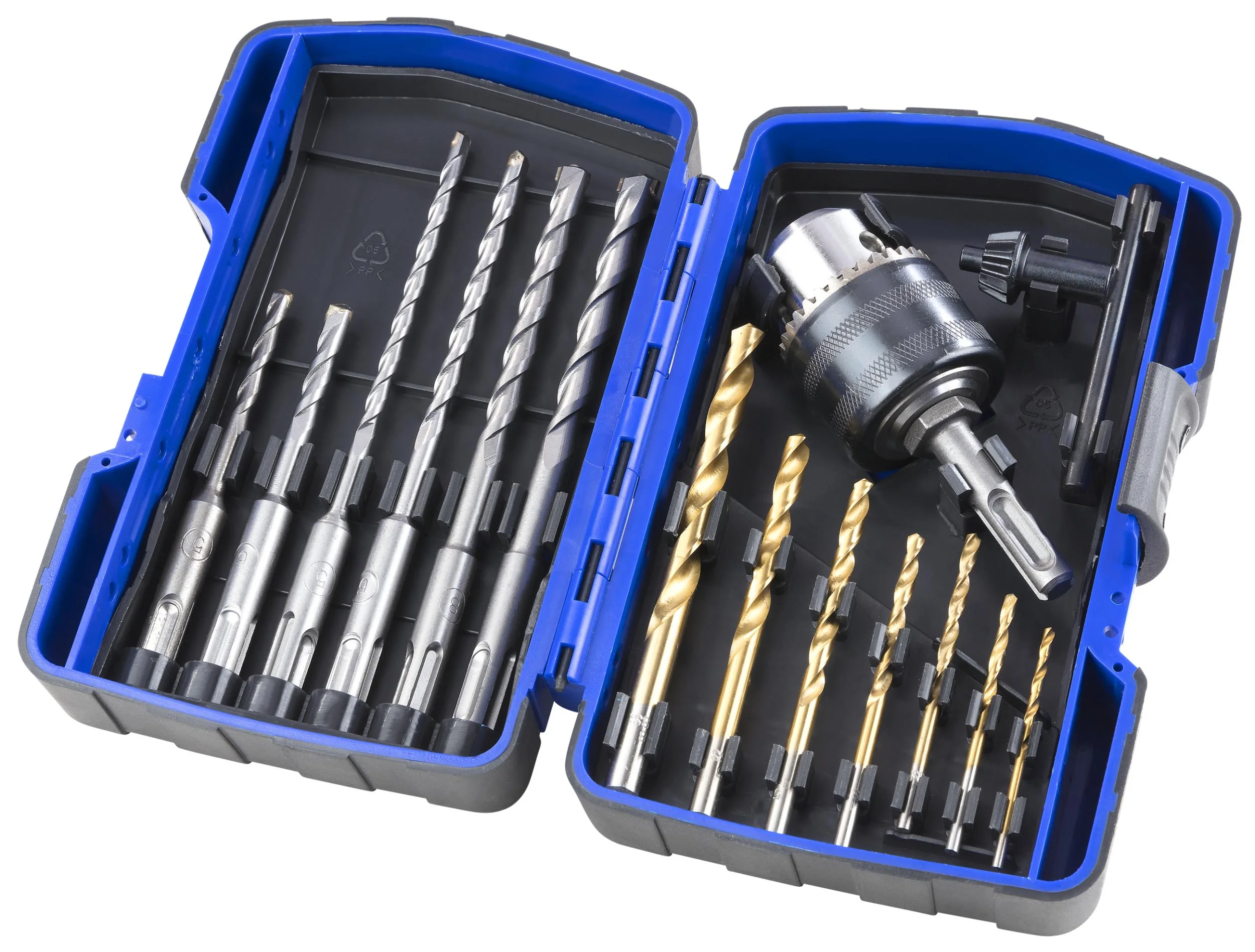 Rundschaft & SDS Bohrer Set inklusive Bohrfutter 15-teilig - 0