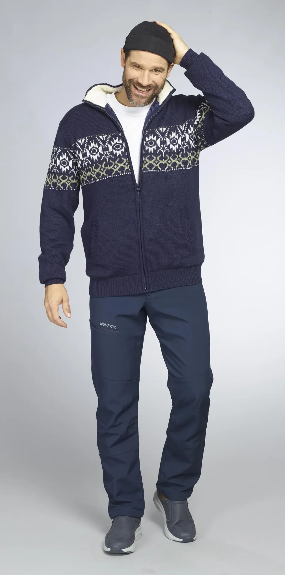 Strickjacke gefüttert, Farbe navy/grün, Gr.M - 2