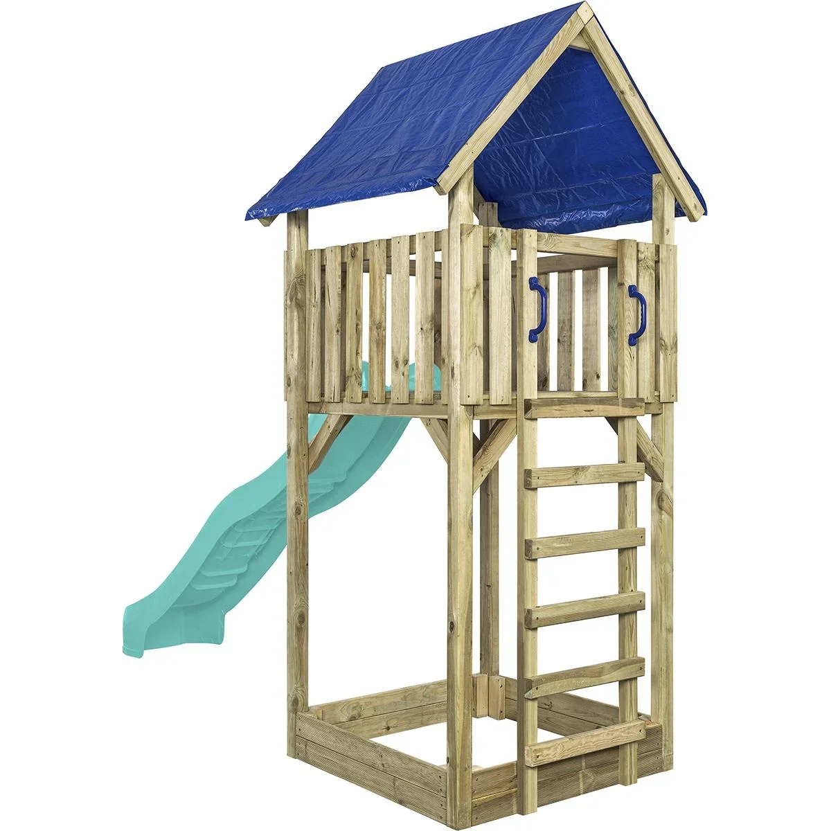Spielturm Lisa mit Rutsche Türkis - 1