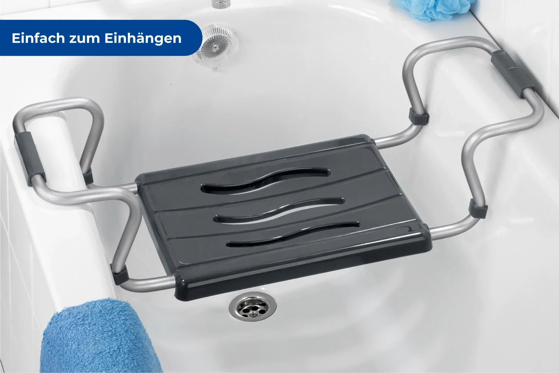Badewannensitz Secura, silber- anthrazit, ausziehbar, 120 kg Tragkraft - 2