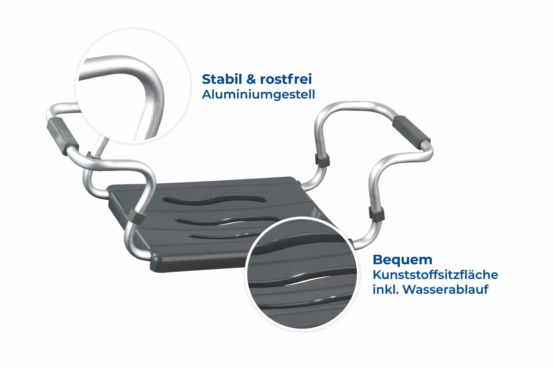 Badewannensitz Secura, silber- anthrazit, ausziehbar, 120 kg Tragkraft - 3