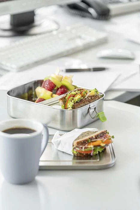 Hochwertige langlebige Edelstahl Lunchbox/Brotdose 1,1L inklusive Trennwand / auslaufsichere Frischhaltedose / Bento Box - 0