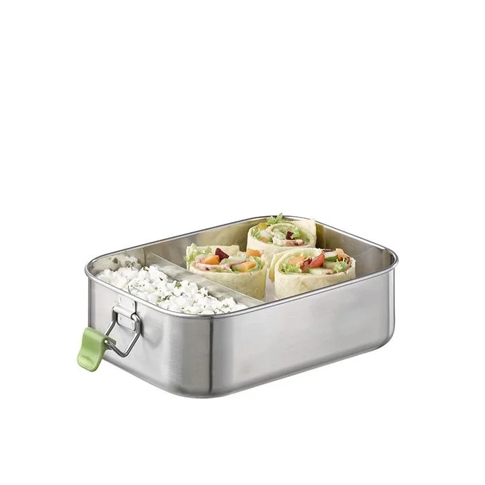 Hochwertige langlebige Edelstahl Lunchbox/Brotdose 1,1L inklusive Trennwand / auslaufsichere Frischhaltedose / Bento Box - 2