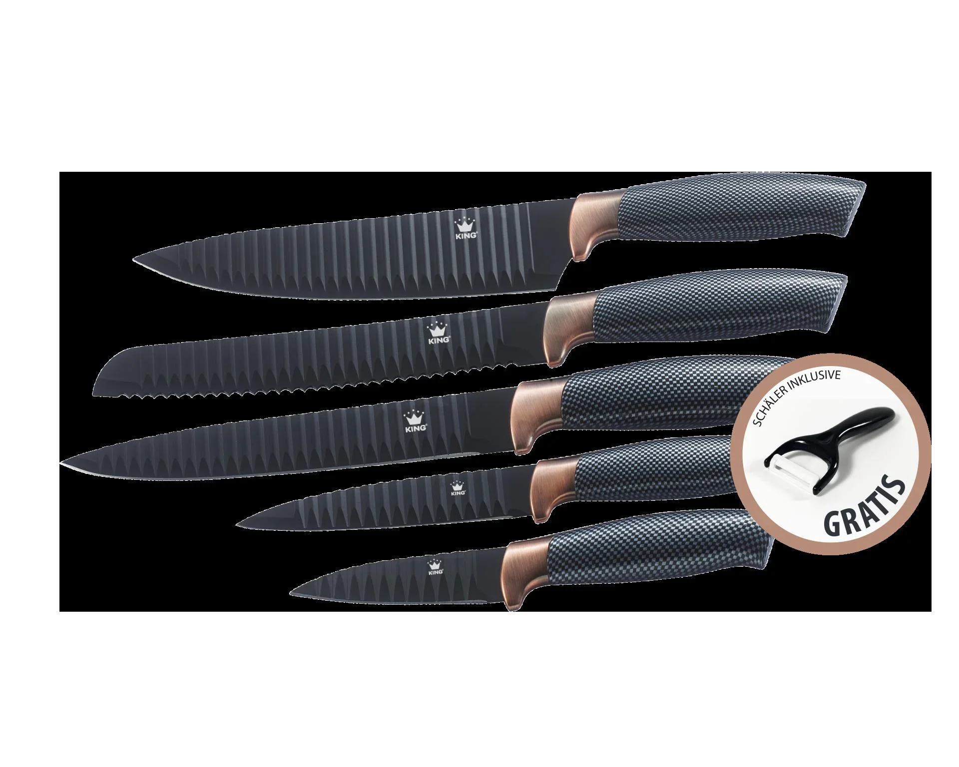 Messer-Set Carbon mit Sparschäler, 6-teilig - 0