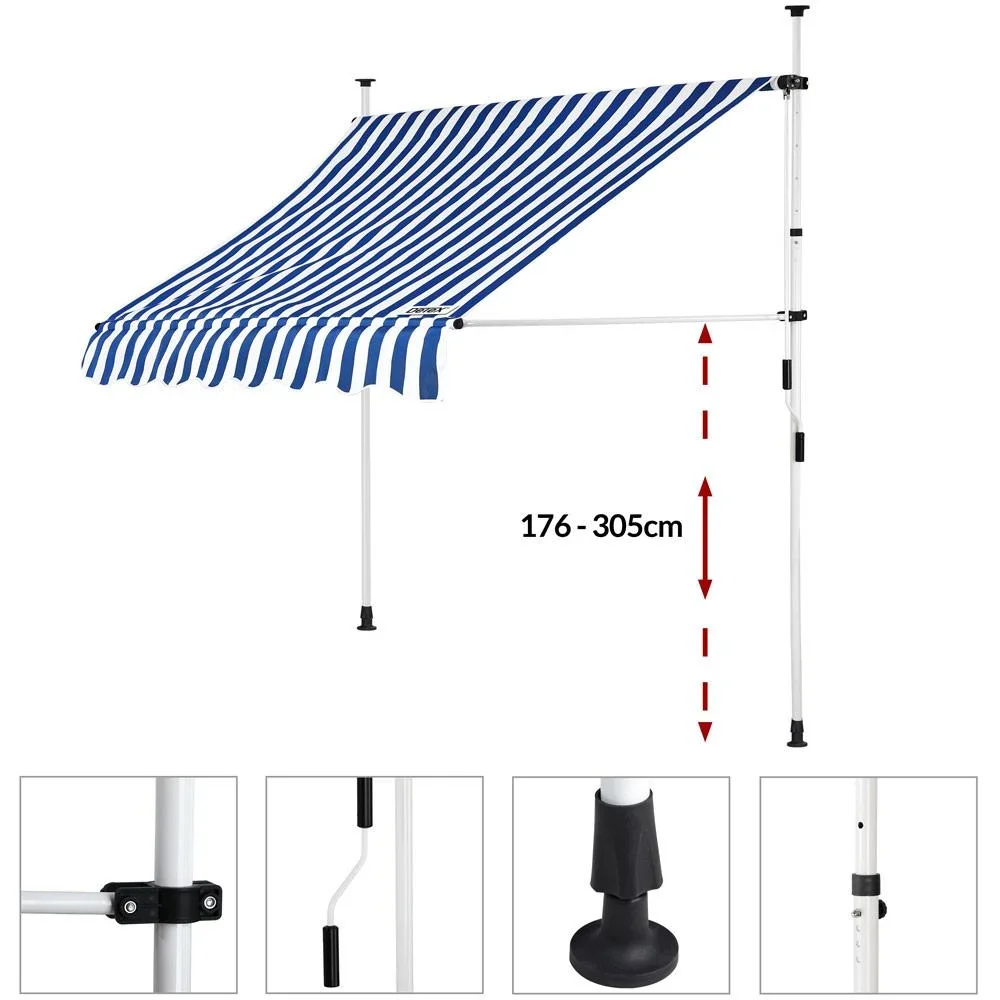 Klemmmarkise blau/weiß 150cm - 1