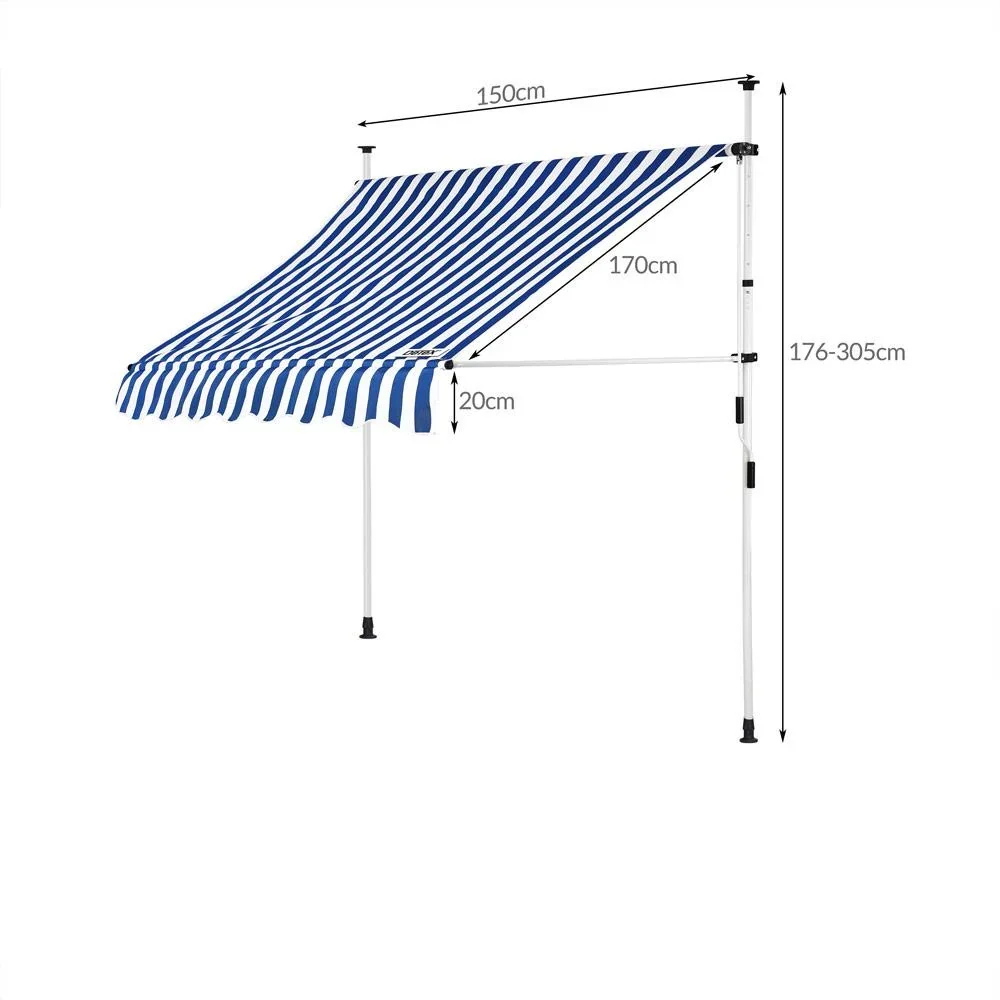 Klemmmarkise blau/weiß 150cm - 2