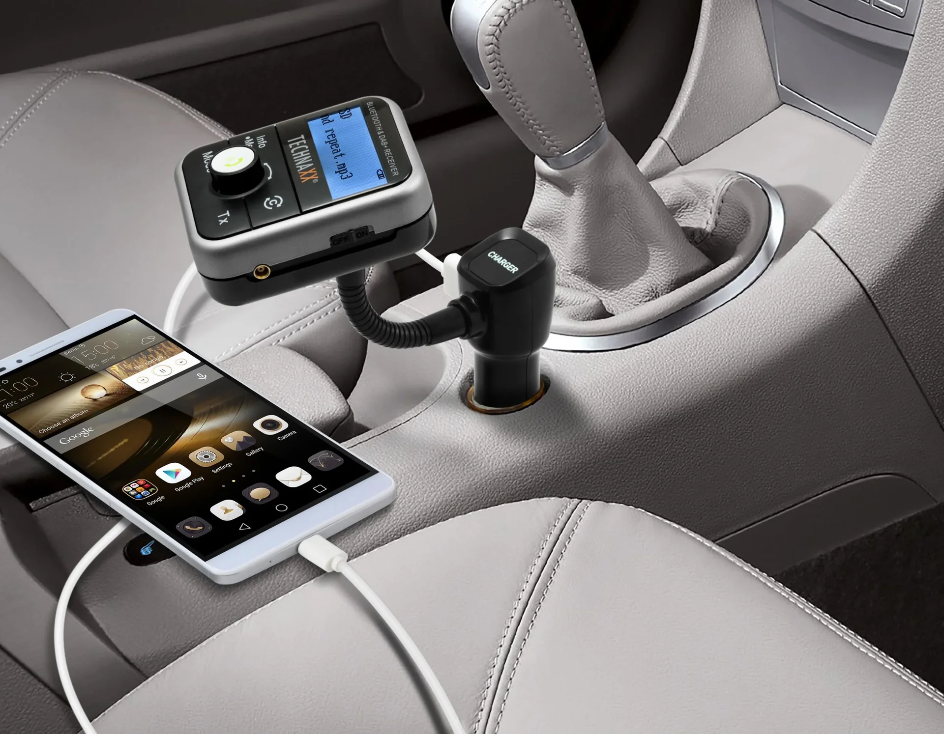 DAB+ und FM Bluetooth Transmitter mit Freisprechfunktion, Ladefunktion, Radio und MP3-Player - 3