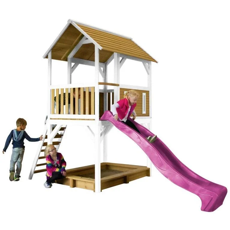 Pumba Spielturm Braun/Weiß - Lila Rutsche - 2