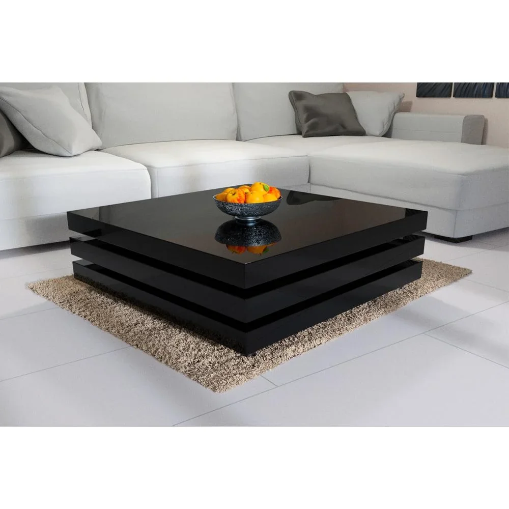 Couchtisch New York schwarz 76x76 cm verstellbar - 0