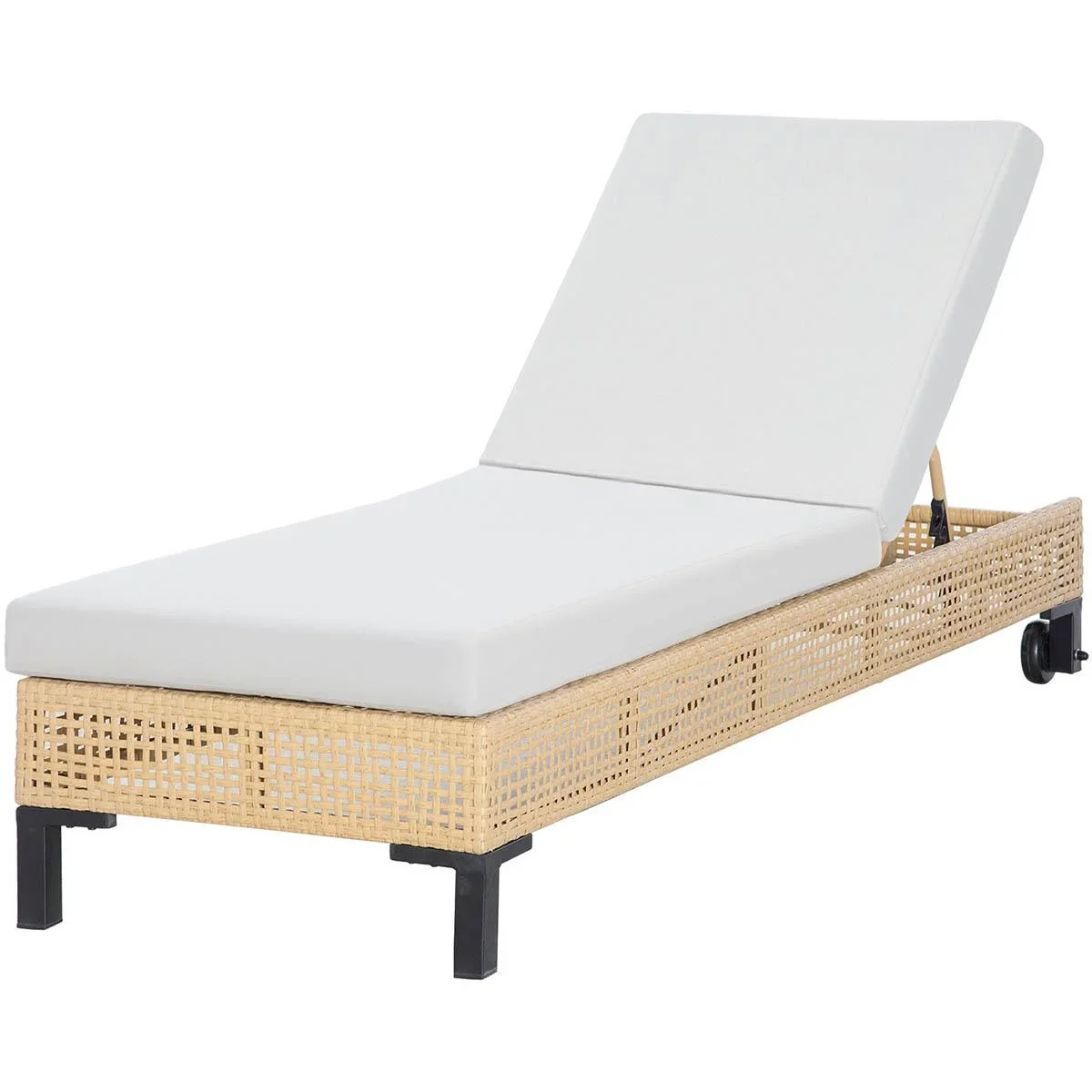 Gartenliege in Rattanoptik für 1 Person Nature+Beige 65 x 200 x 31 cm - 3