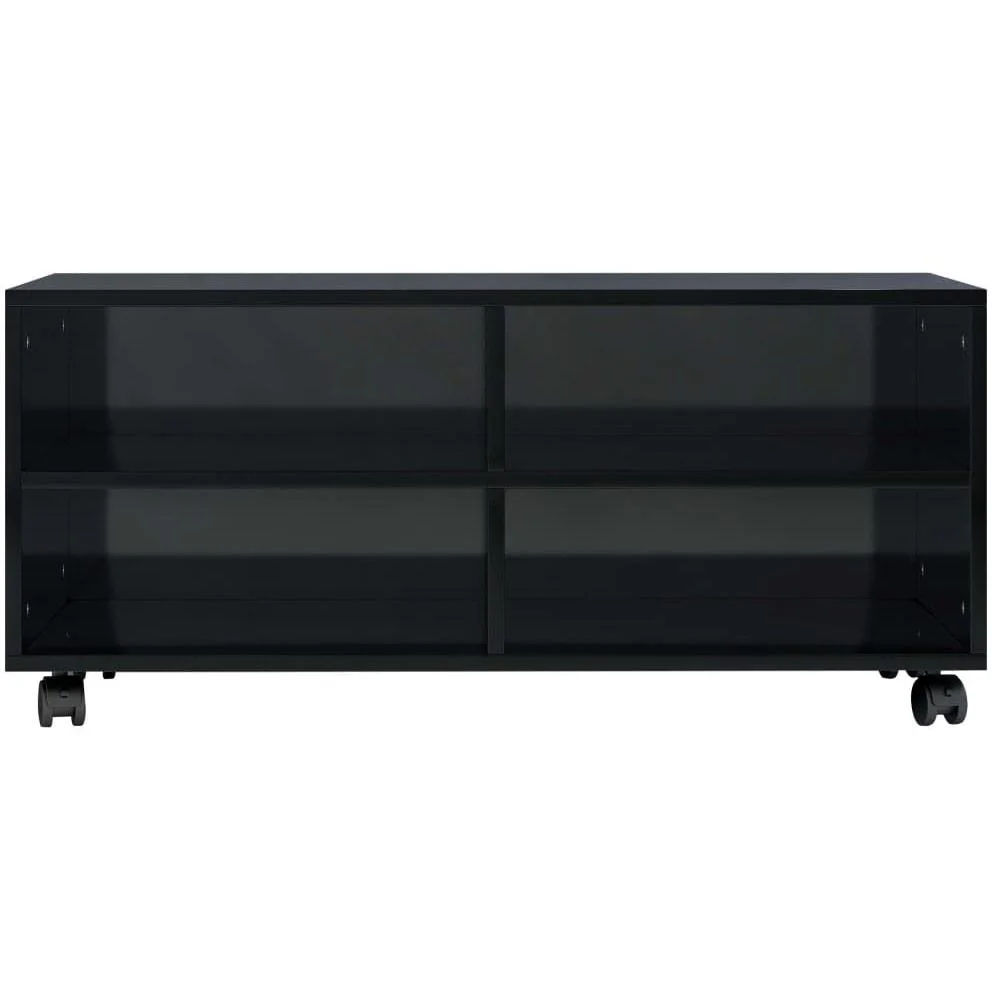 TV-Schrank mit Rollen 90x35x35 cm Spanplatte Hochglanz schwarz - 1