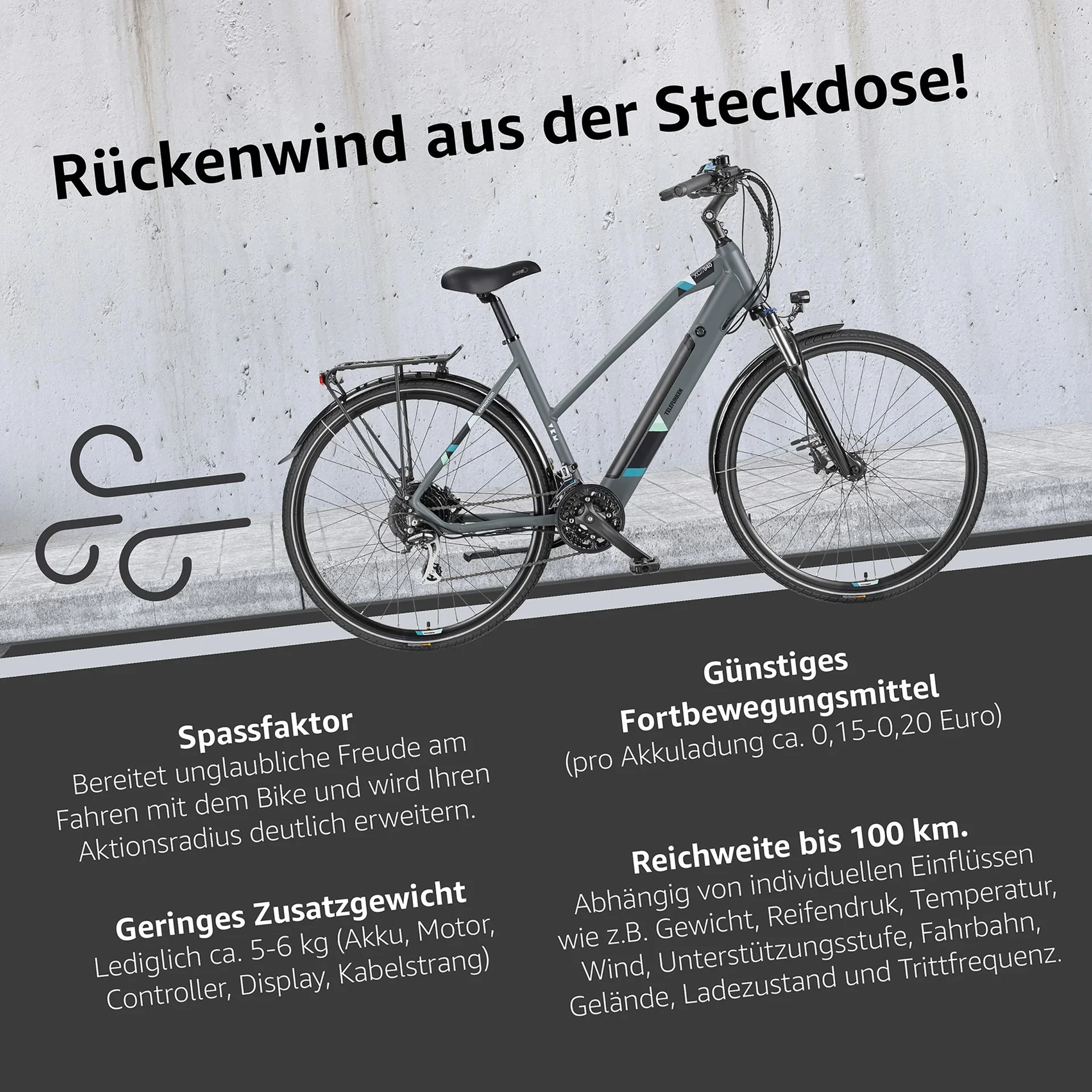 Damen Alu Trekking E-Bike, 28 Zoll, Rahmenhöhe 50 cm, 24-Gang Kettenschaltung, grau, XC940 Expedition - 3