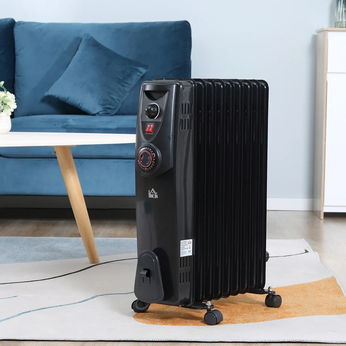 Ölradiator tragbar elektrisch Heizkörper 2000 W 3 Heizstufen 24-Stunden-Timing elektrische Heizung 9 Heizplatten - 1
