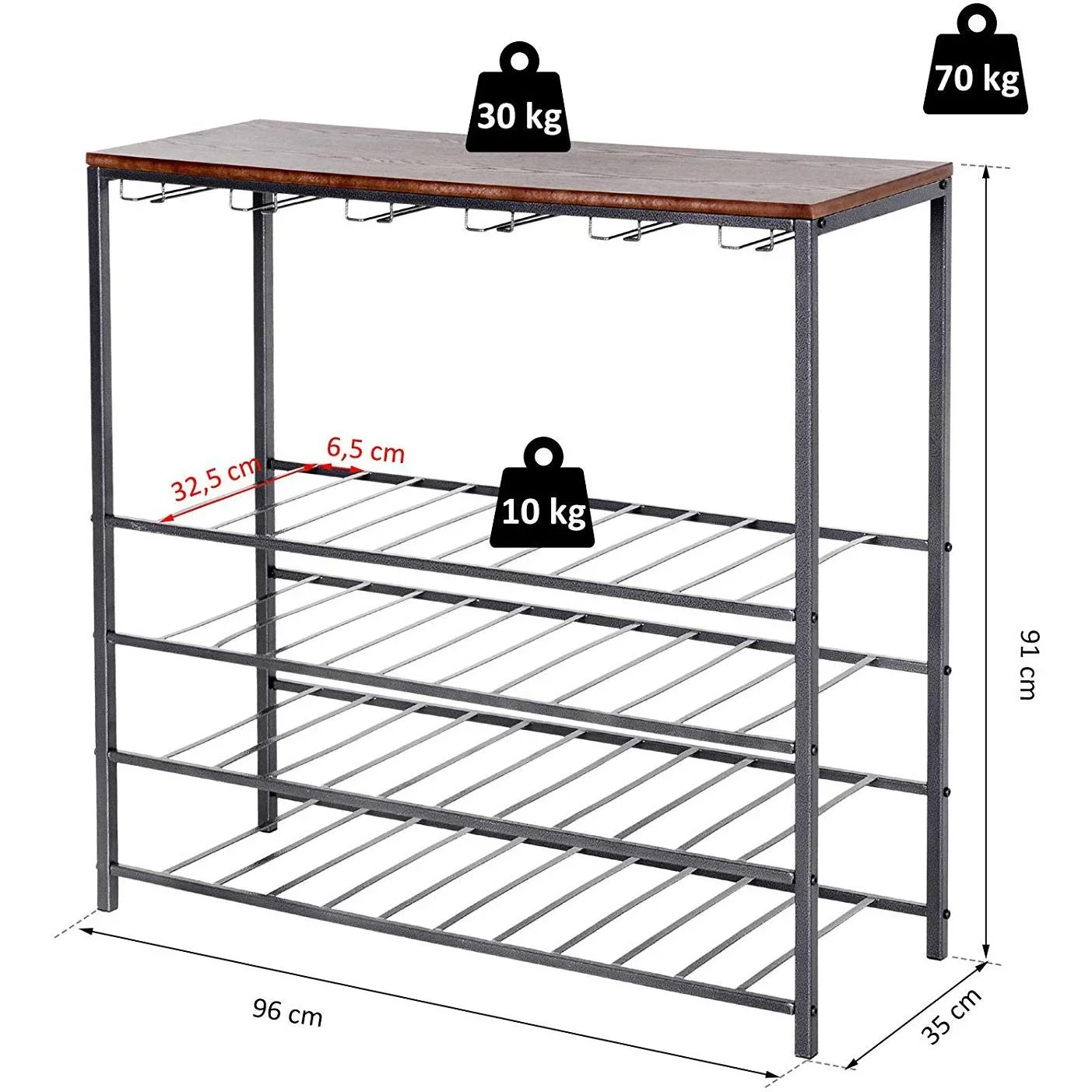 Weinregal für 40 Flaschen & 24 Gläser - 6