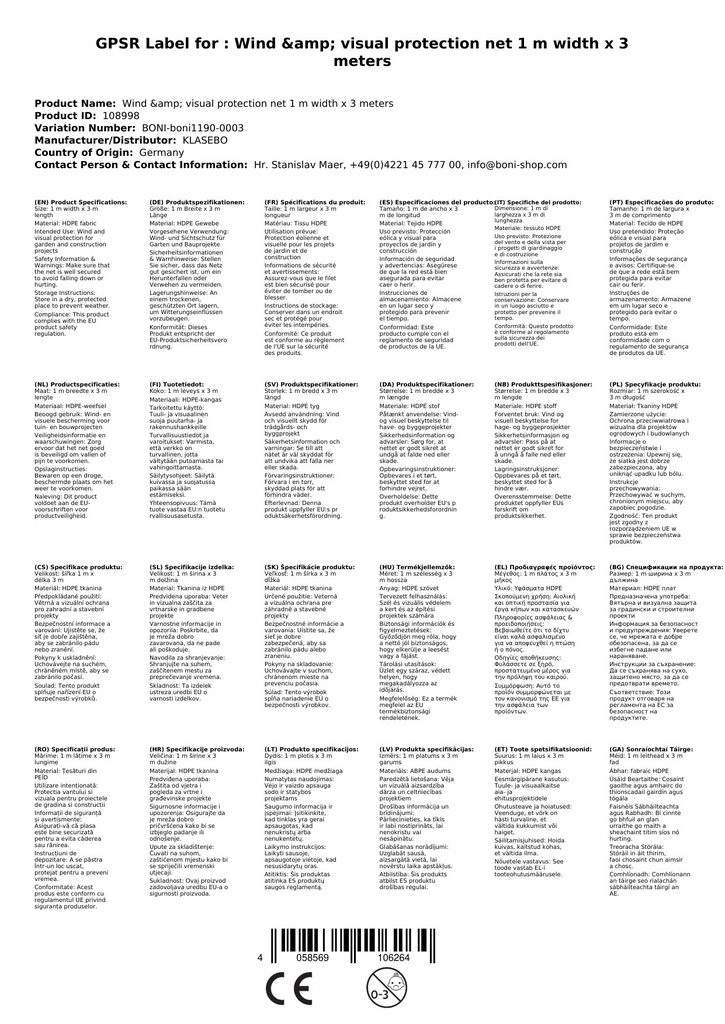 Wind- u. Sichtschutznetz 1 m Breite x 3 Meter-2